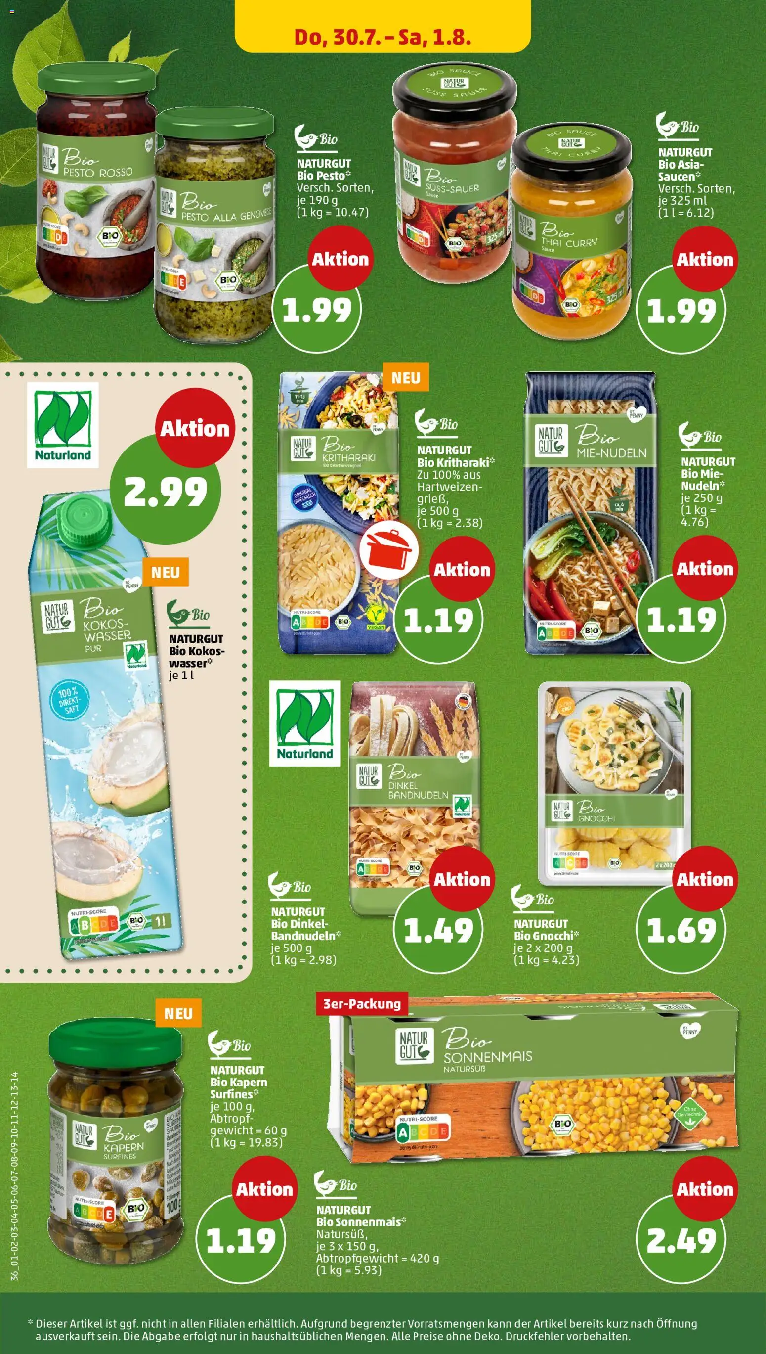 Penny Prospekt – gültig ab 27.07.2026 | Seite: 42 | Produkte: Wasser, Pasta, Saft, Nudeln
