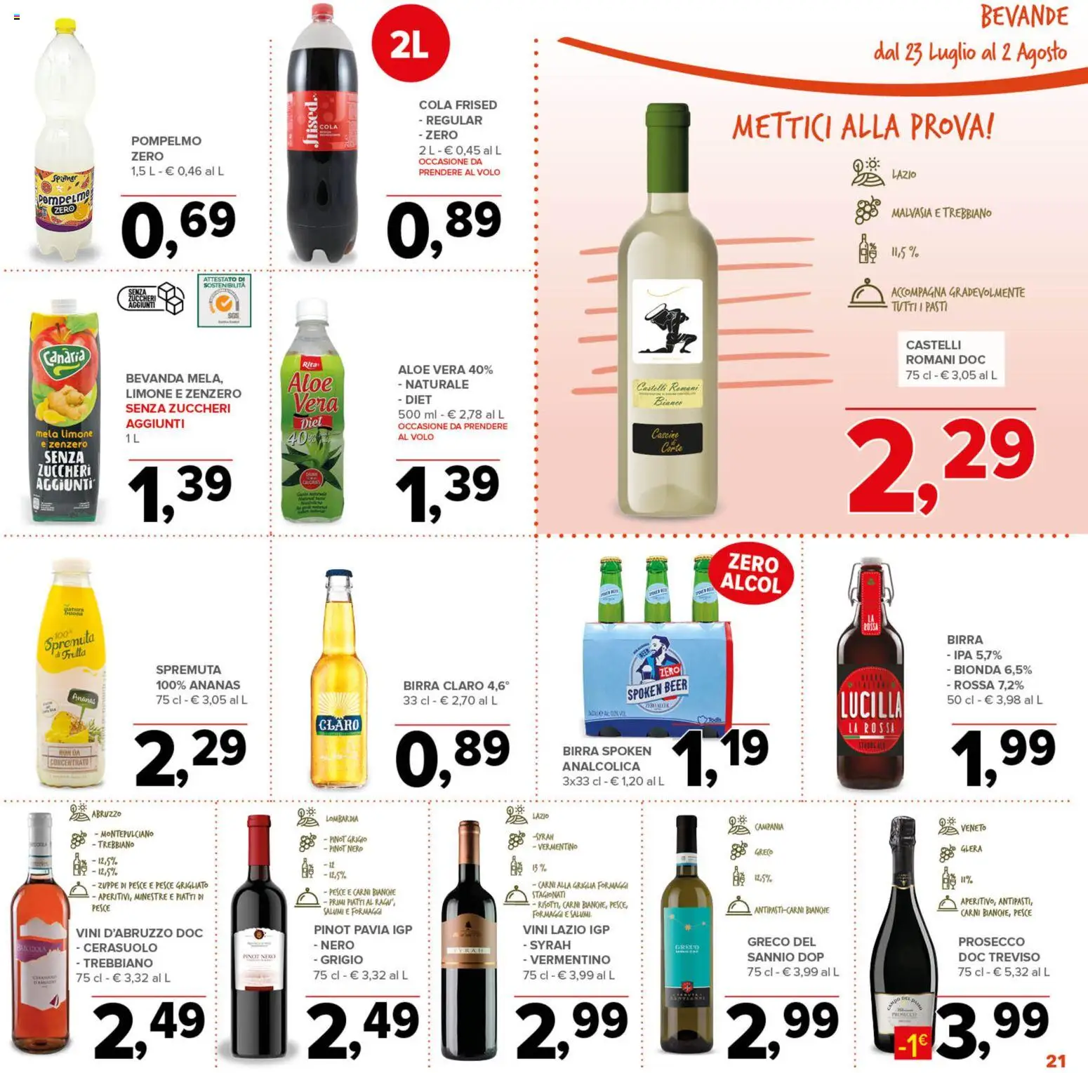 Volantino Todis del 23/07/2026 | Pagina: 21 | Prodotti: Prosecco, Pompelmo, Limone, Ananas