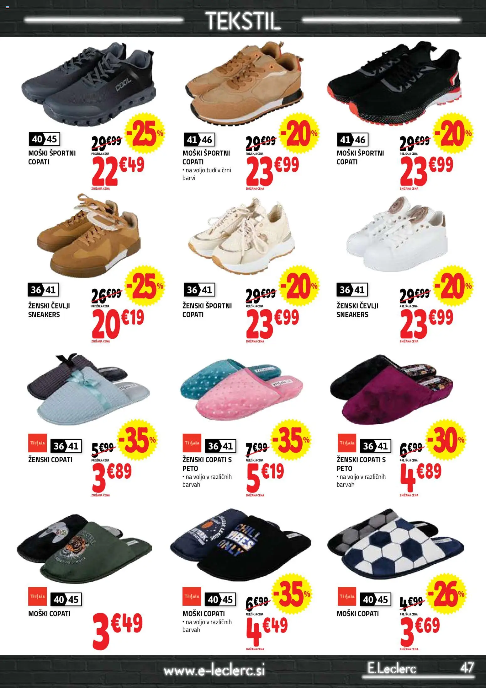 Novi E.leclerc katalog ponudbe – veljaven od 26.08.2026 | Stran: 47 | Izdelki: Cevlji, Copati