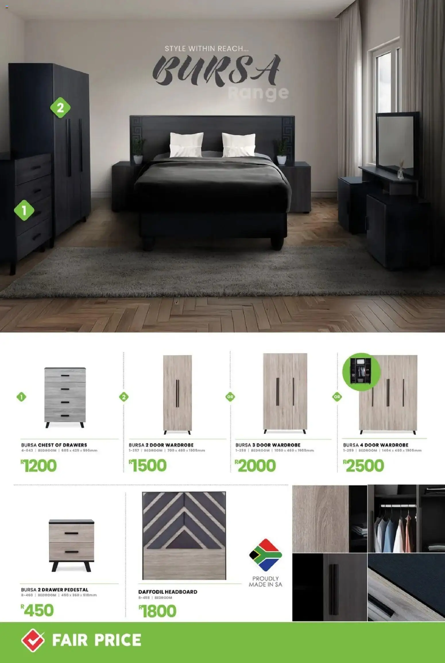 New Fair Price catalogue – valid from 01/03/2026 | Page: 14 | Products: Headboard, Drawer pedestal, Wardrobe, Chest of drawers