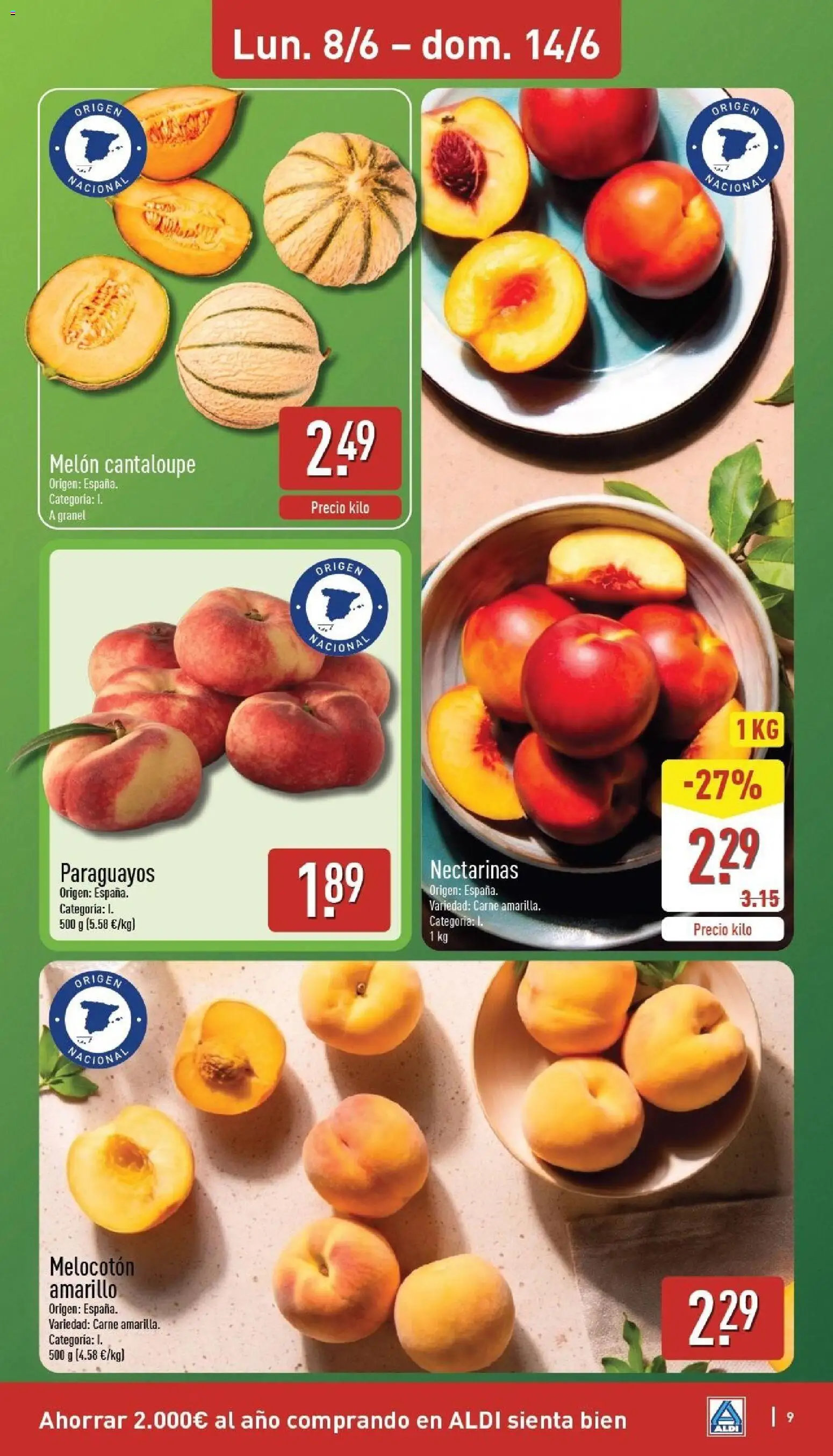 Aldi folleto Península │ válido desde el 08.06.2026 | Página: 9 | Productos: Φορτιστής, Melocotón amarillo