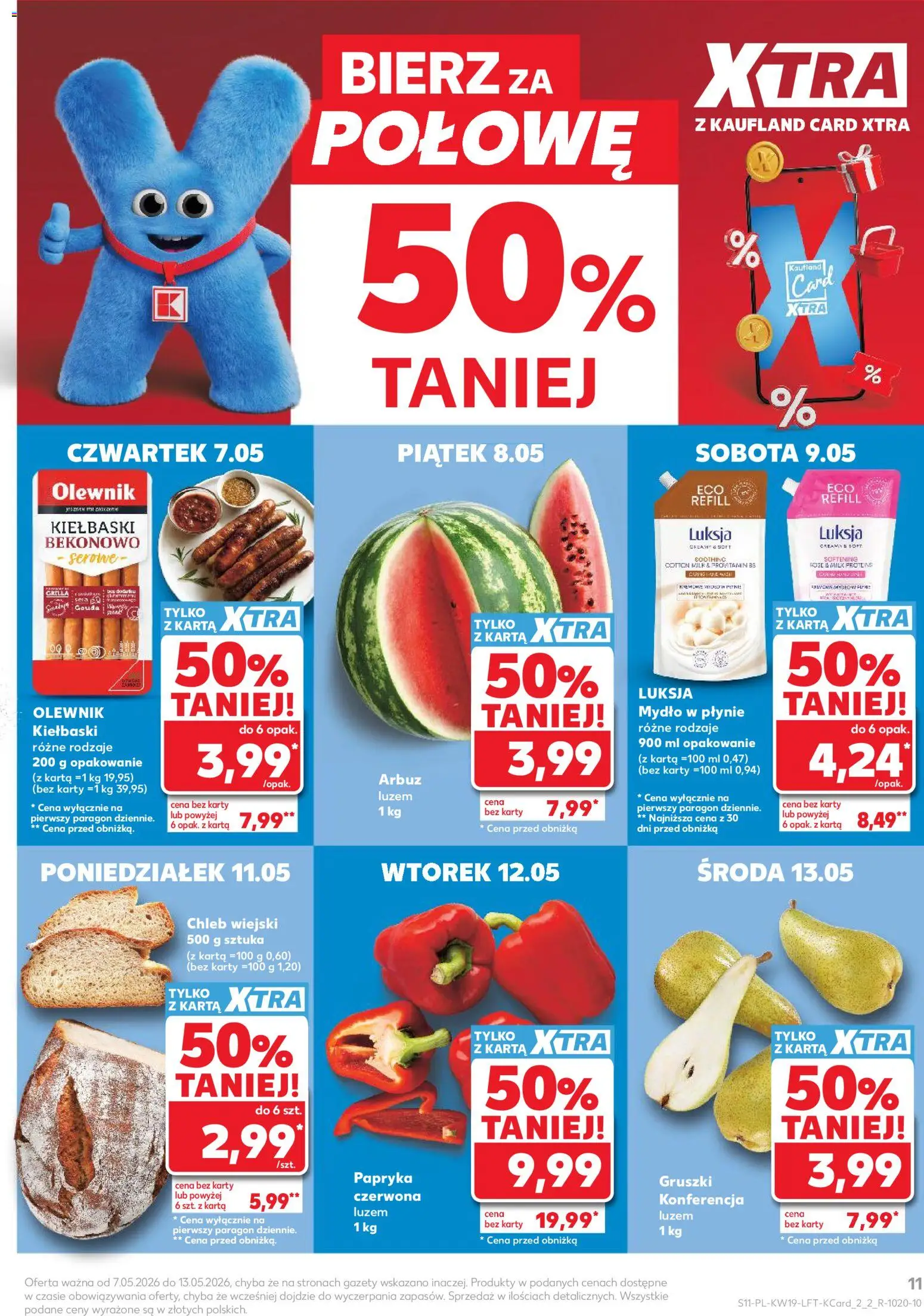 Kaufland gazetka od 07.05.2026 | Strona: 11 | Produkty: Arbuz, Kiełbaski, Papryka, Chleb