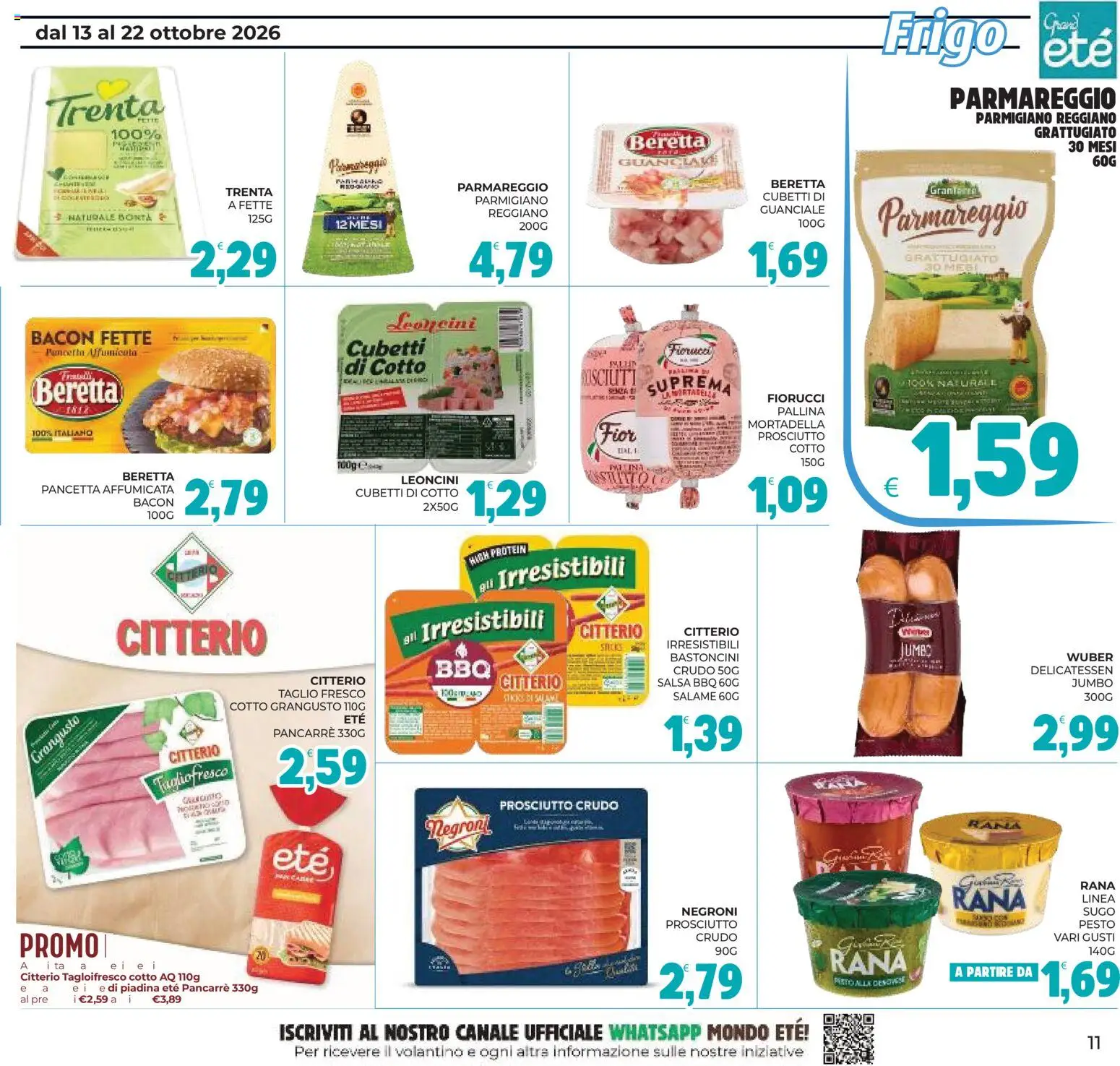 Volantino Eté del 13/10/2026 | Pagina: 11 | Prodotti: Prosciutto Crudo, Piadina, Mortadella, Guanciale
