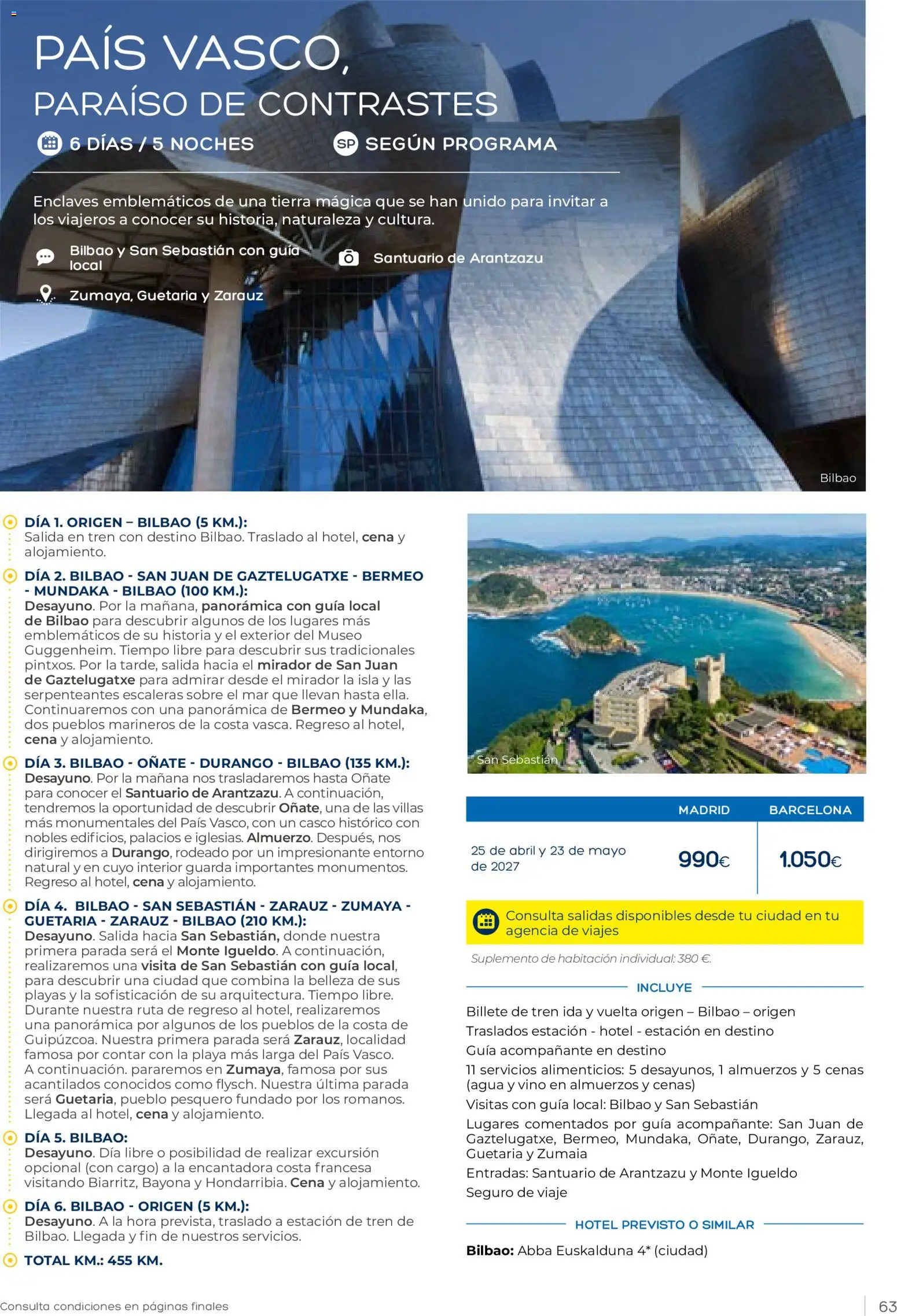 Viajes El Corte Inglés Club de Vacaciones otoño primavera │ válido desde el 01/09/2026 | Página: 63 | Productos: Vino, Tierra, Agua