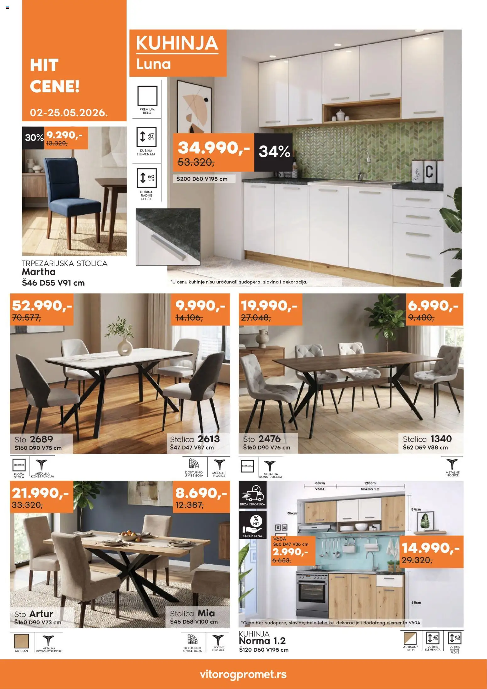 Vitorog katalog - važi od 02.05.2026 | Strana: 8 | Proizvode: Sto, Stolica, Kuhinja