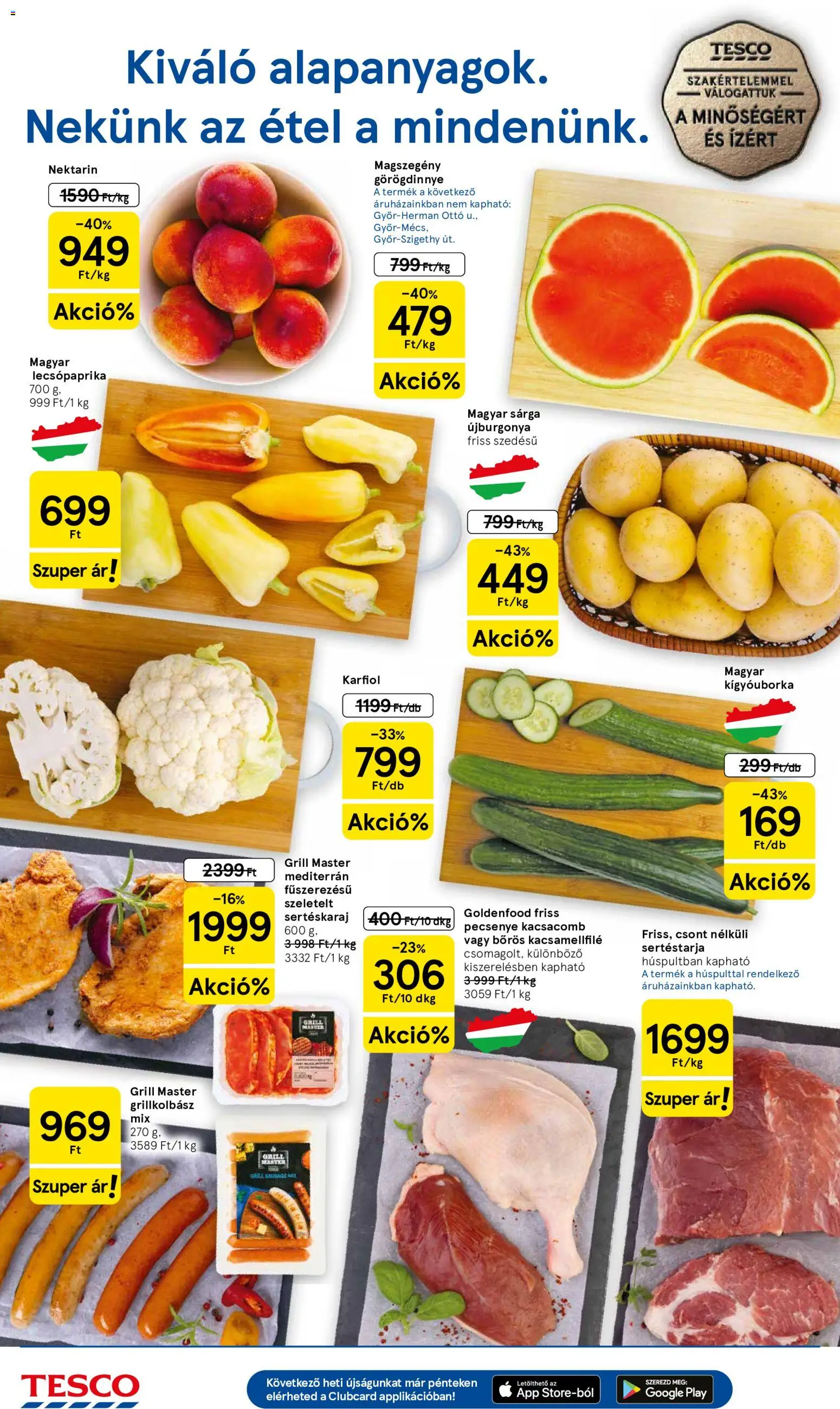 Tesco akciós ujság - amely érvényes a következő dátumtól: 11.06.2026 | Oldal: 2 | Termékek: Nektarin, Görögdinnye, Kígyóuborka, Grill
