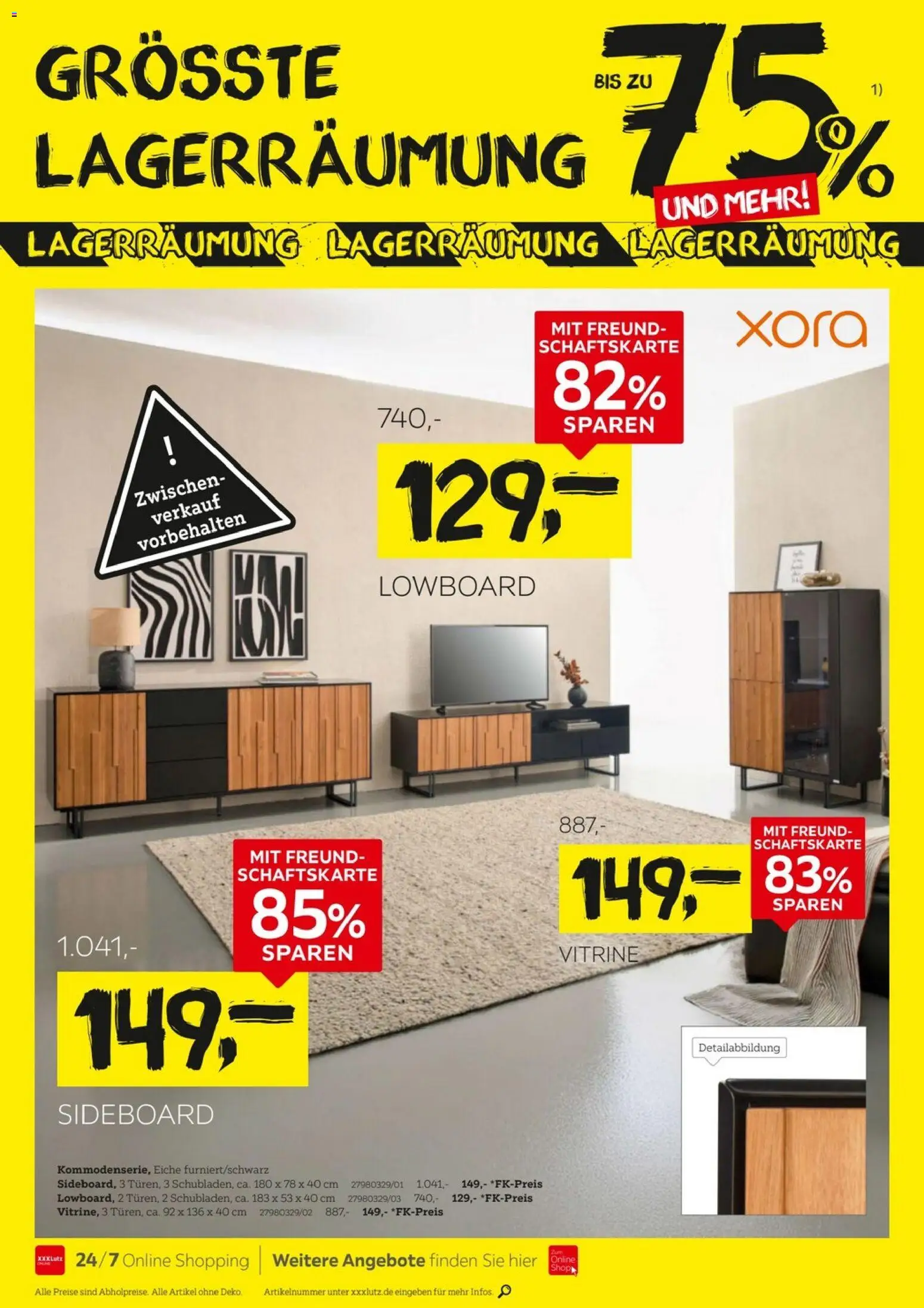 XXXLutz Größte Lagerräumung – gültig ab 04.07.2026 | Seite: 2 | Produkte: Sideboard, Lowboard, Vitrine