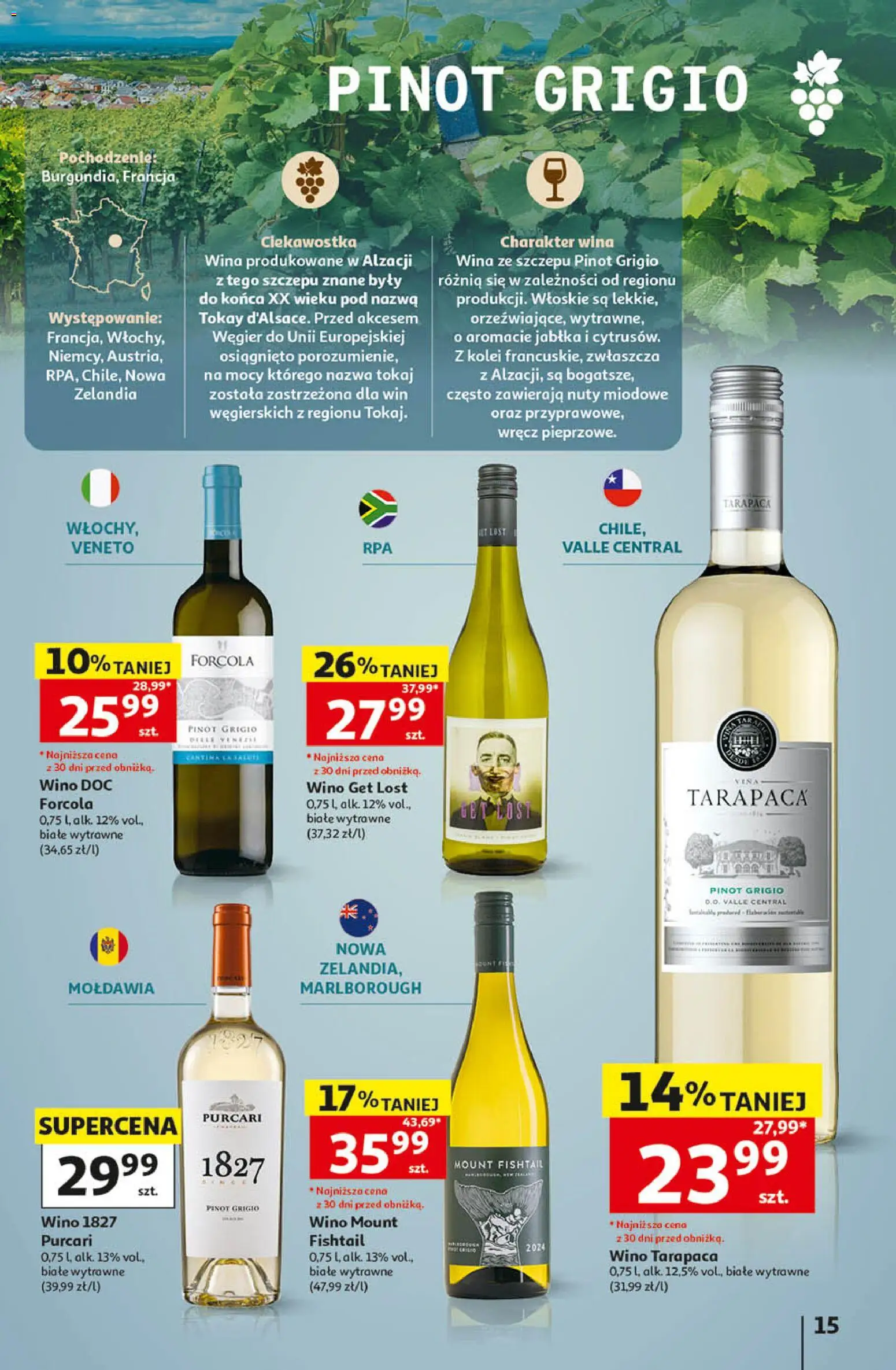 Auchan gazetka - Katalog Wino od 05.10.2026 | Strona: 15 | Produkty: Wino, Jabłka, Pinot Grigio