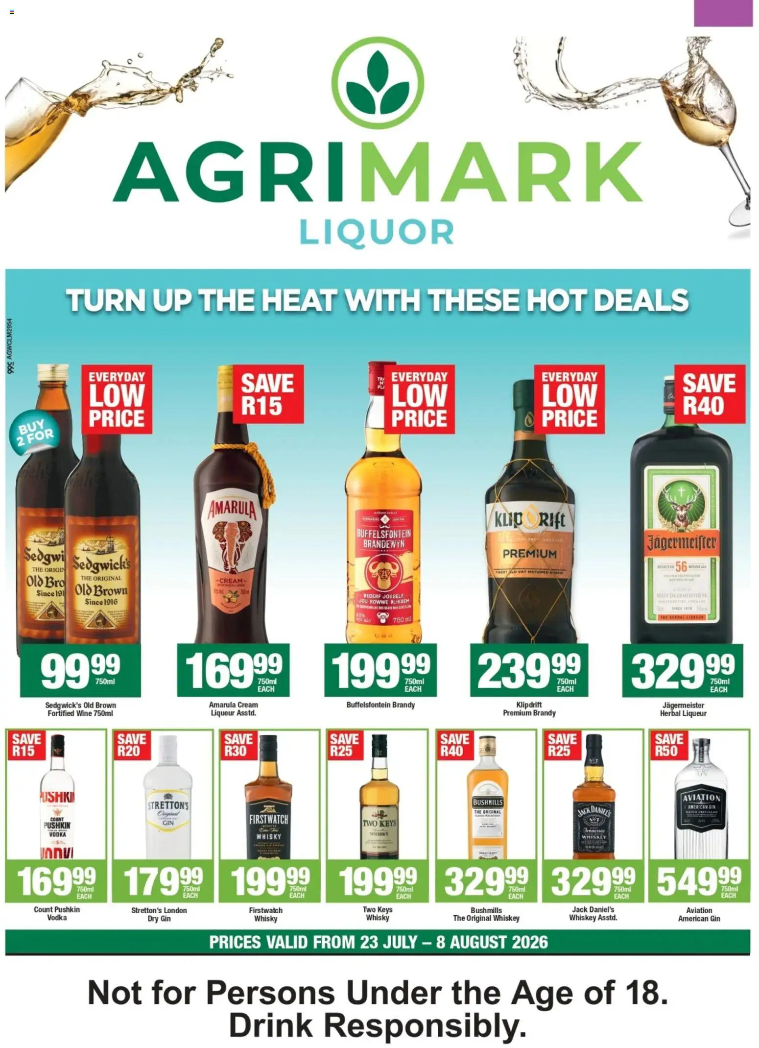 New Agrimark catalogue – valid from 23/07/2026 | Page: 1 | Products: Brandy, Wine, Gin, Whiskey