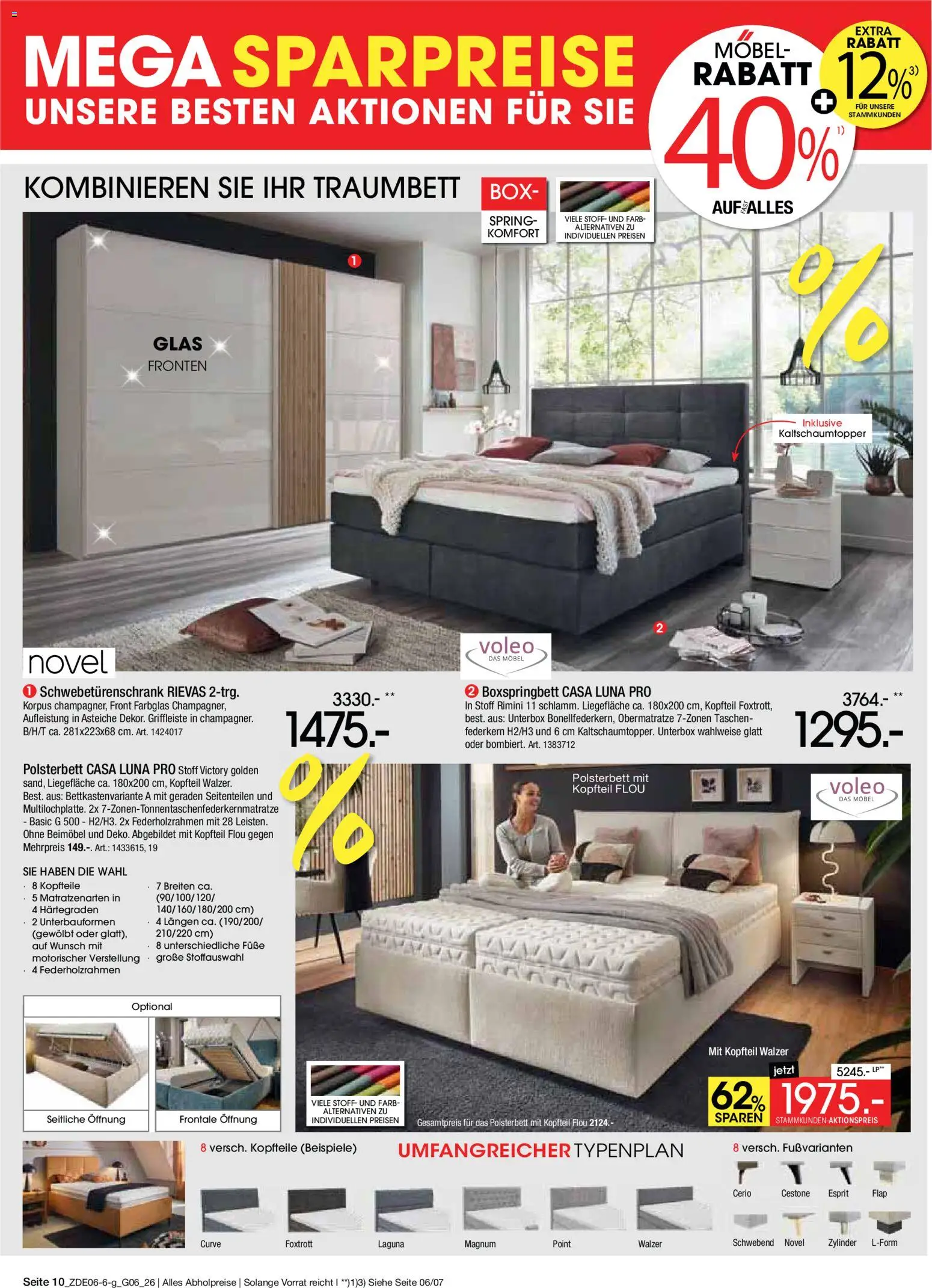 Zurbrüggen Mega Sparpreise – gültig ab 08.06.2026 | Seite: 26 | Produkte: Schwebetürenschrank, Boxspringbett, Polsterbett, Box