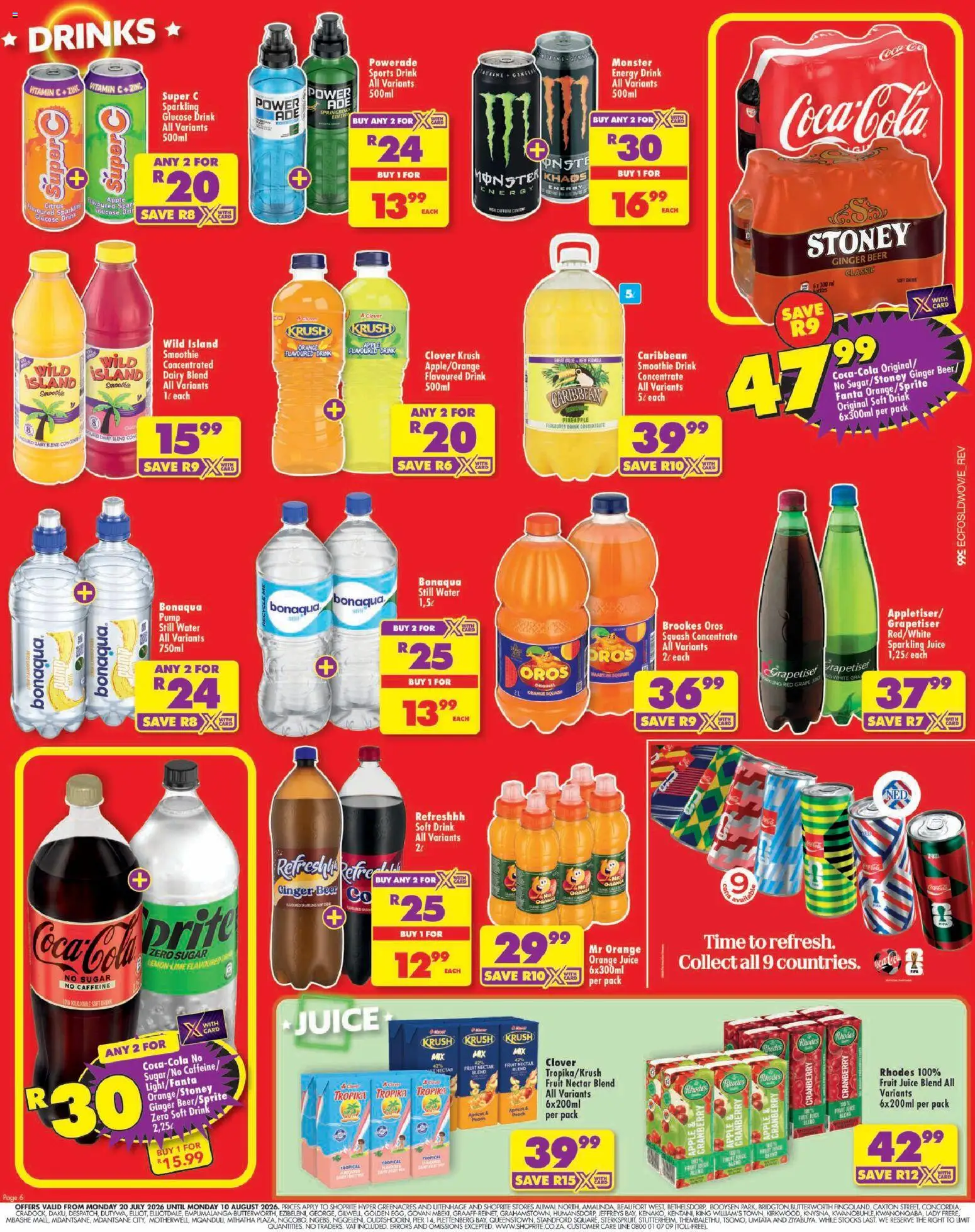 New Shoprite catalogue – valid from 20/07/2026 | Page: 6 | Products: Squash, Fanta, Sugar, Lime