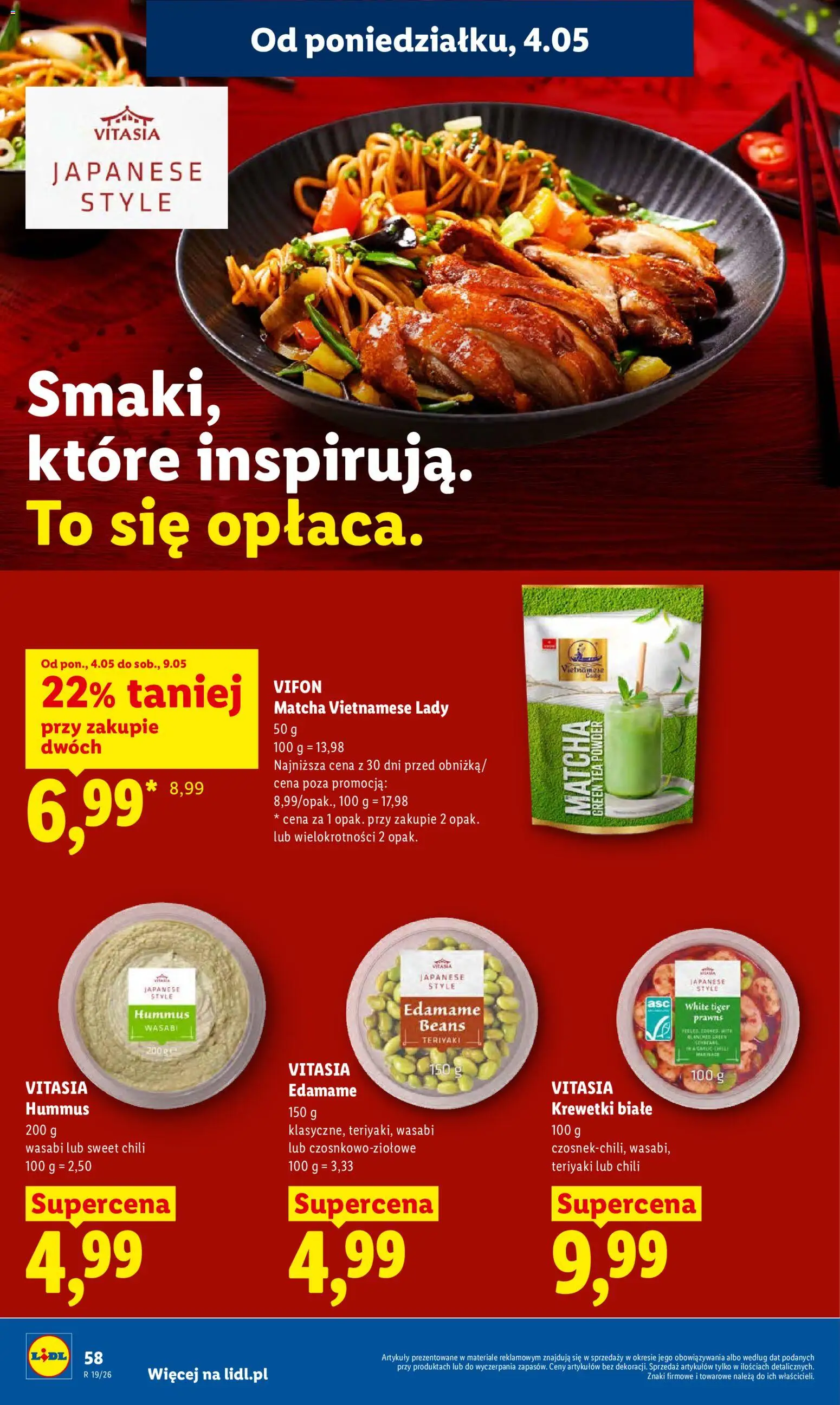 Lidl Polsko leták od 04.05.2026 | Strana: 62 | Produkty: Wasabi, Tiger, Matcha, Edamame