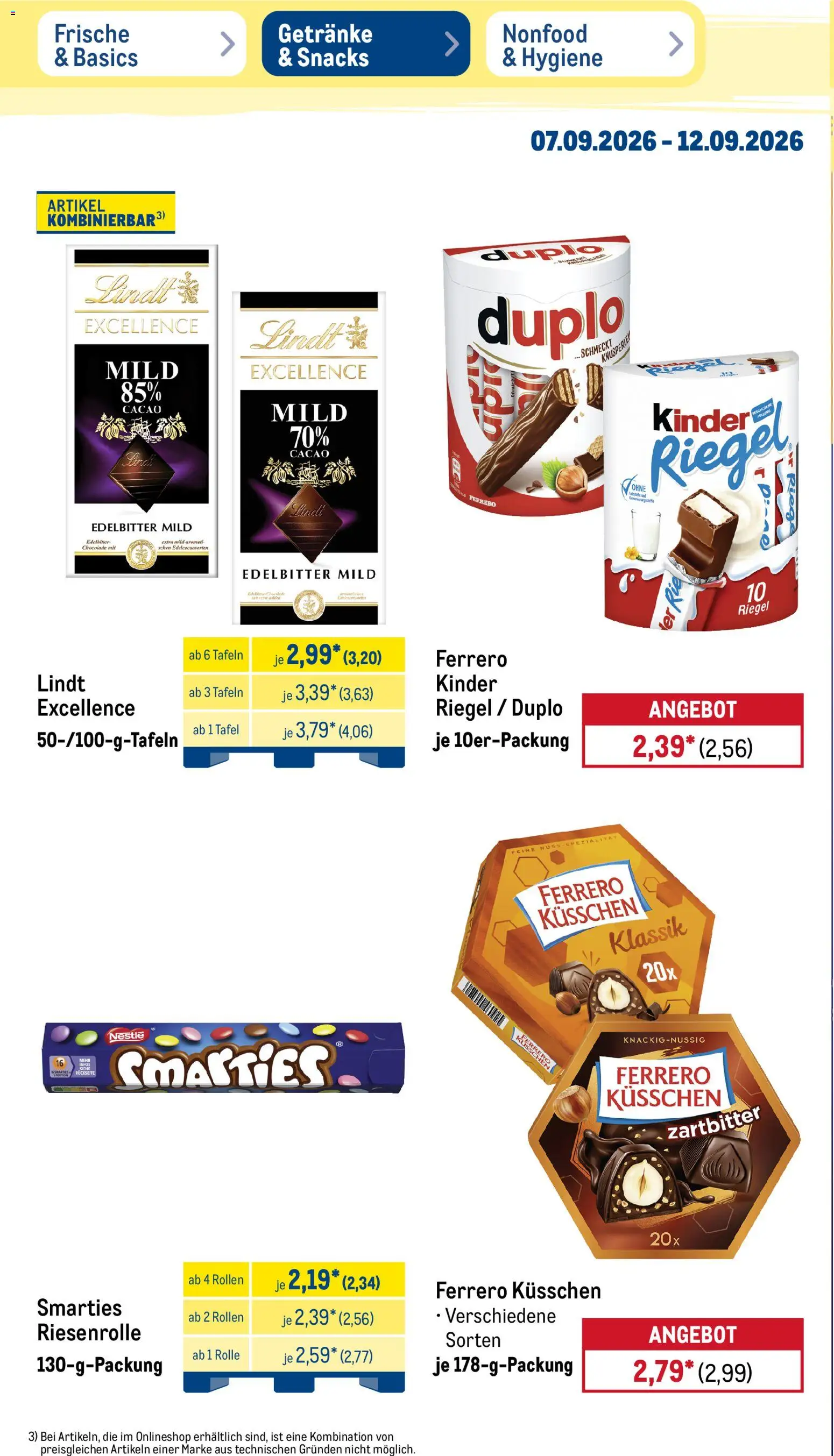 Metro Prospekt – gültig ab 07.09.2026 | Seite: 24 | Produkte: Smarties, Kinder riegel, Lindt