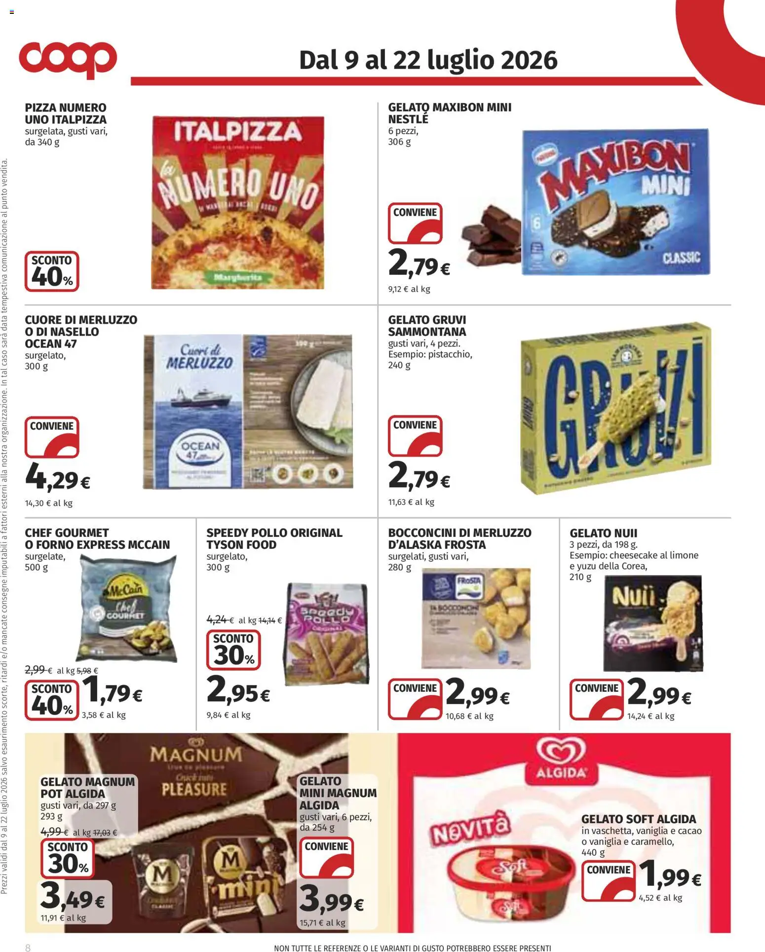 Volantino COOP del 09/07/2026 | Pagina: 8 | Prodotti: Pizza, Pollo, Data, Nasello