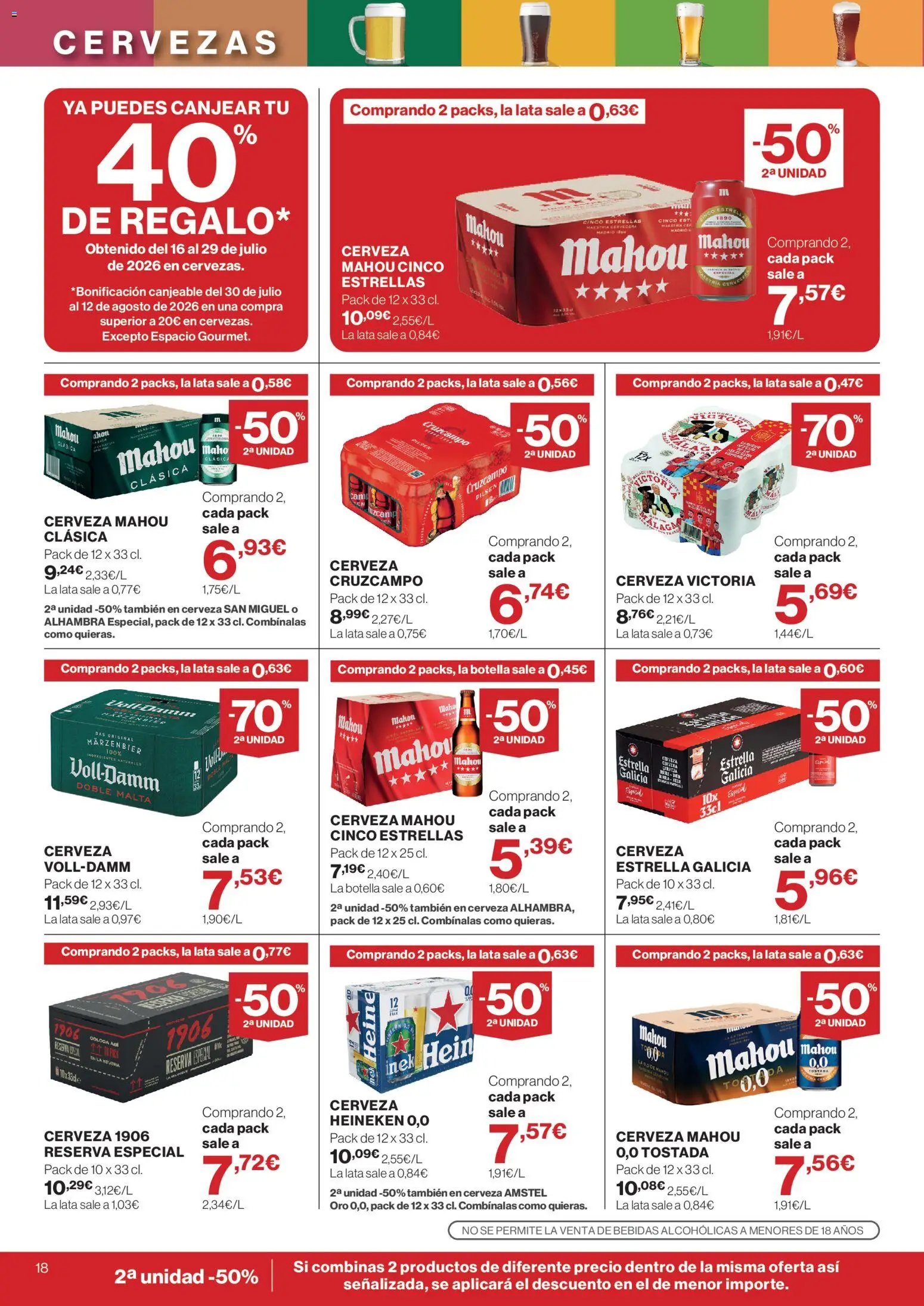El Corte Inglés ofertas │ válido desde el 30/07/2026 | Página: 18 | Productos: Κρεμάστρα, Cerveza, Nevera, Σπανάκι