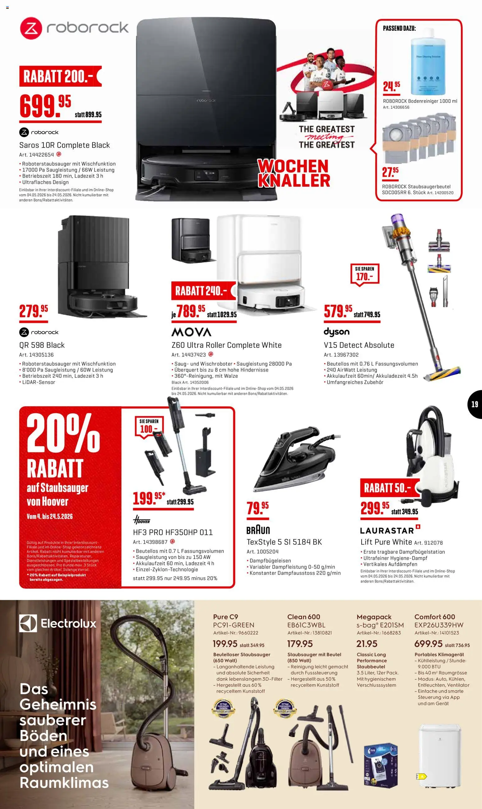 Interdiscount aktionen Wochen Knaller – gültig ab 11.05.2026 | Seite: 19 | Produkte: Klimagerät, Staubsauger, Ventilator, Dyson