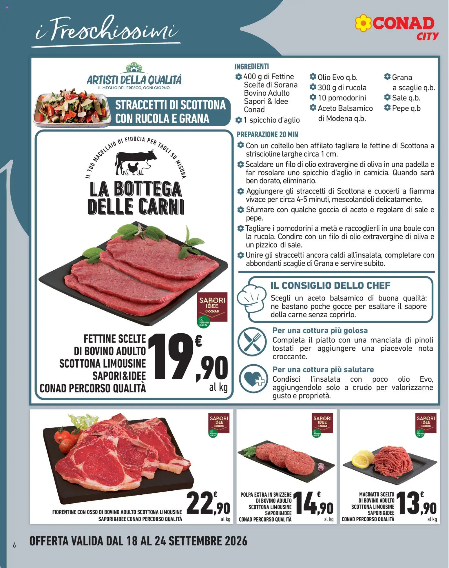 Volantino Conad del 18/09/2026 | Pagina: 6 | Prodotti: Olio, Aceto, Carne, Padella