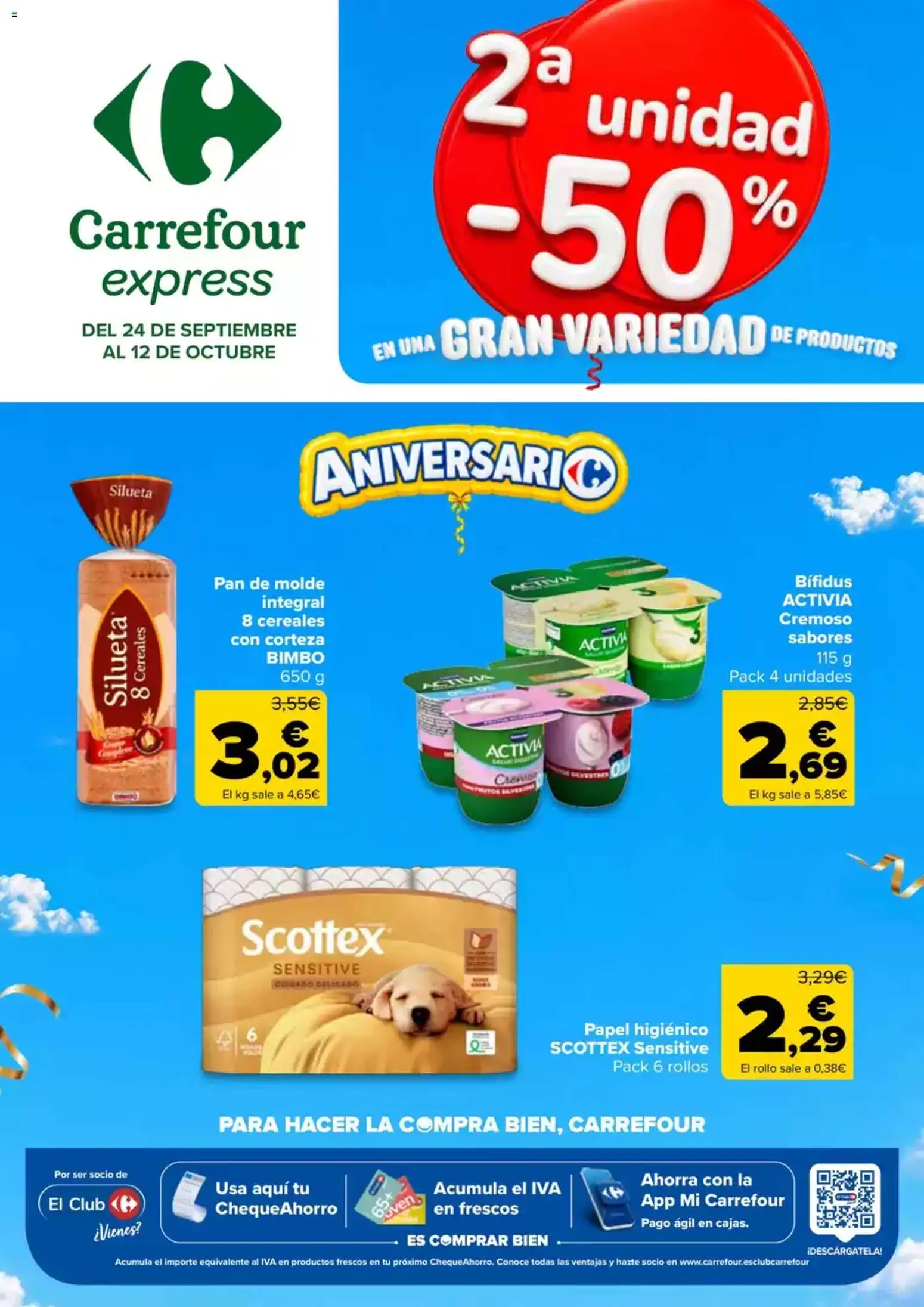 Carrefour Express folleto │ válido desde el 24/09/2026 | Página: 1 | Productos: Pan, Papel higienico, Cereales, Pan de molde