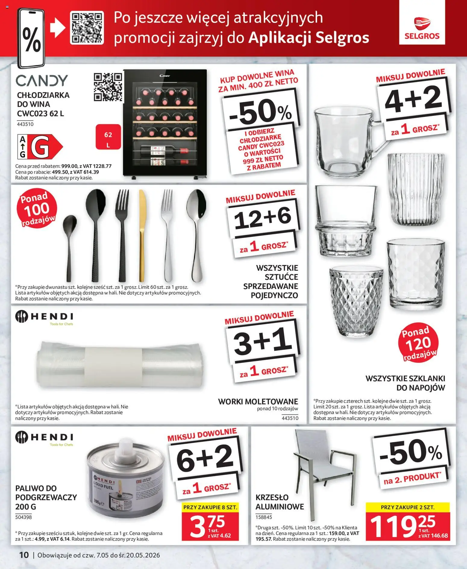Selgros cash&carry gazetka - Oferta dla gastronomii od 07.05.2026 | Strona: 10 | Produkty: Krzesło, Sztućce, Szklanki