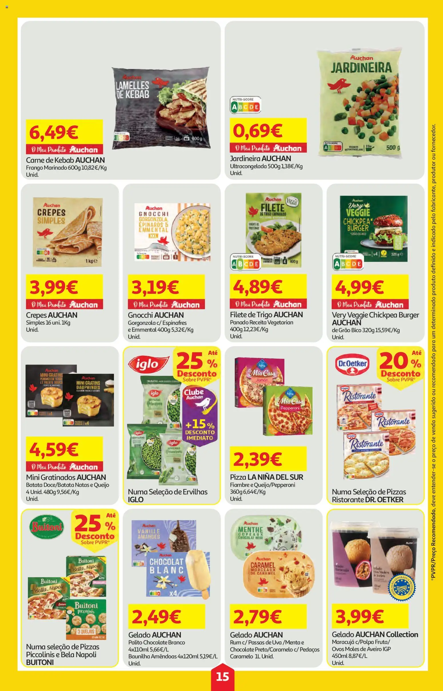 Auchan folheto │ válido de 09/04/2026 | Página: 15 | Produtos: Baunilha, Frango, Queijo, Natas
