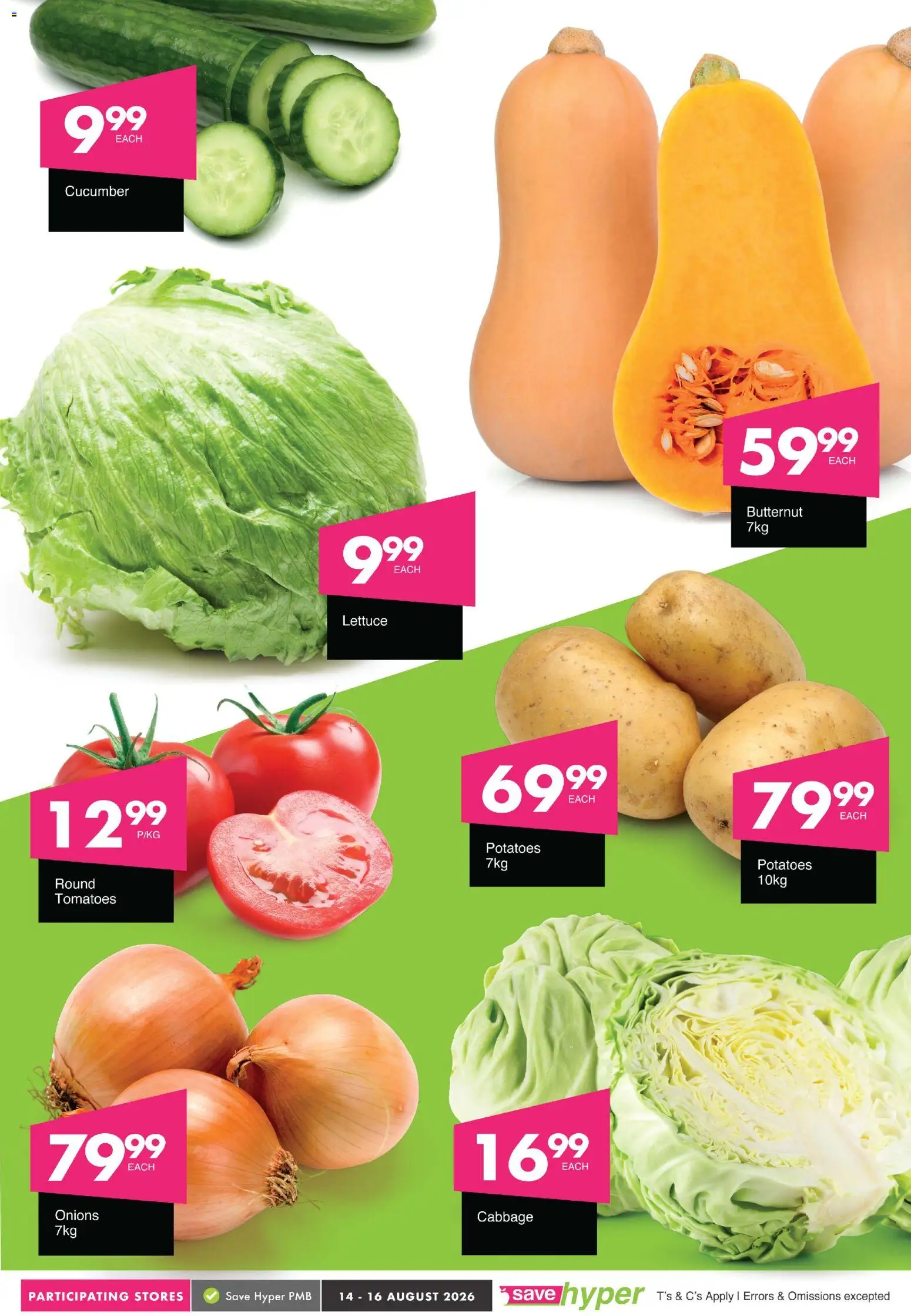 New Save catalogue – valid from 14/08/2026 | Page: 2 | Products: Tomatoes, Potatoes, Onions, Lettuce