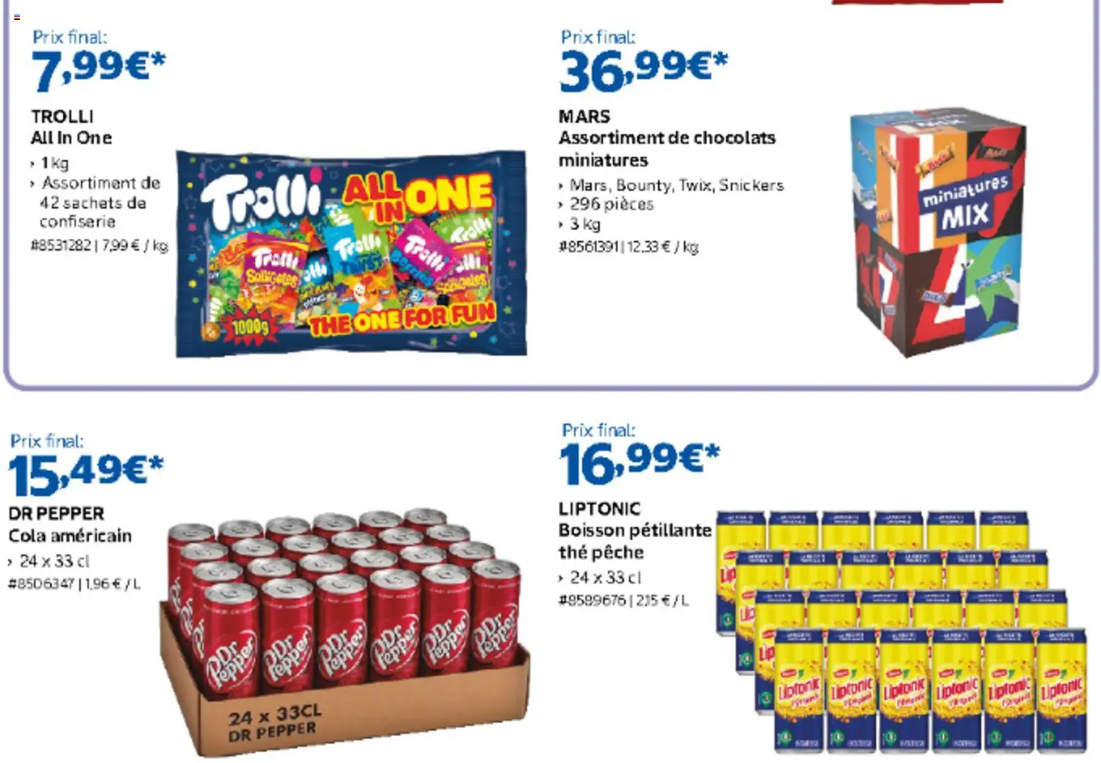 {H1} | Page: 3 | Produits: Boisson, Pêche, Assortiment de chocolats, Thé