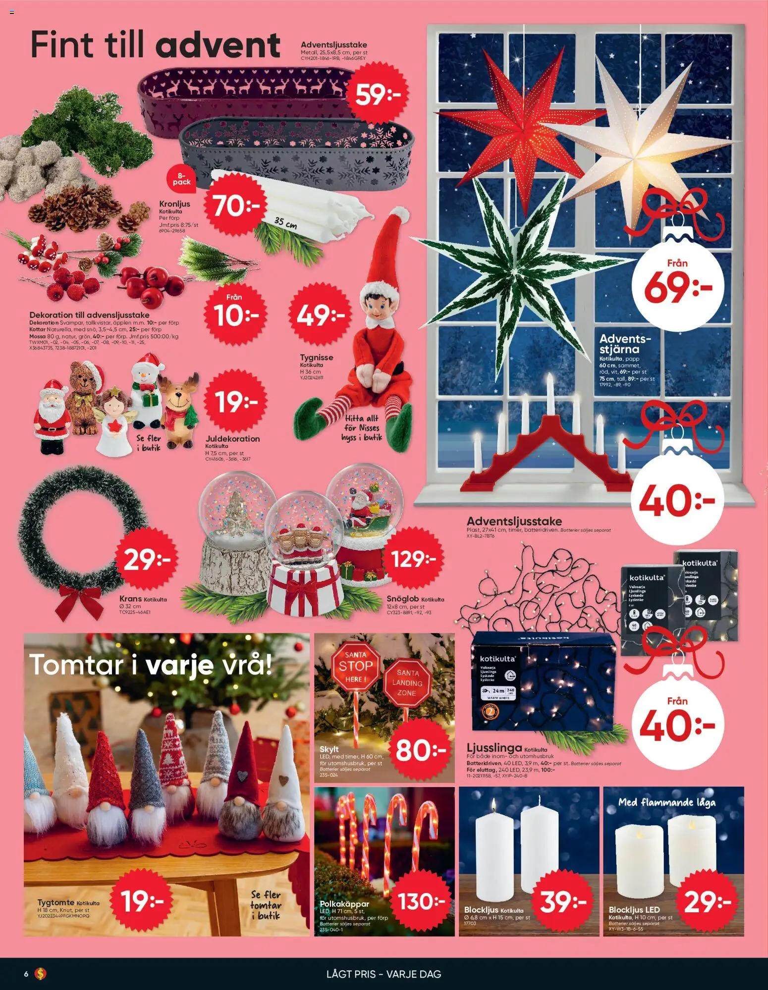 Dollar Store reklamblad aktuell från 26/10/2026 | Sida: 6 | Produkter: Batterier, Skylt, Mössa, Ljusslinga