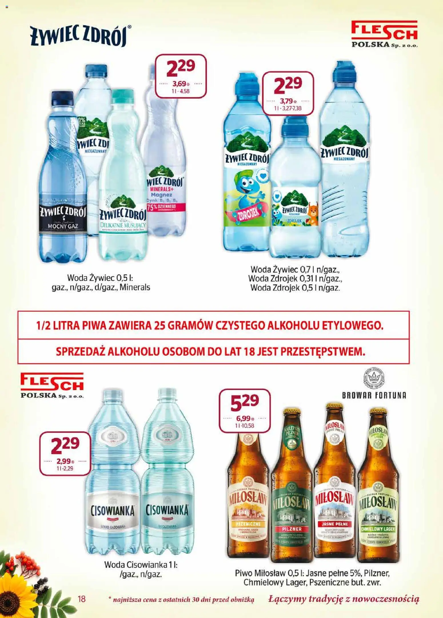 Społem gazetka od 01.09.2026 | Strona: 18 | Produkty: Woda żywiec, Cisowianka, Piwo, Woda