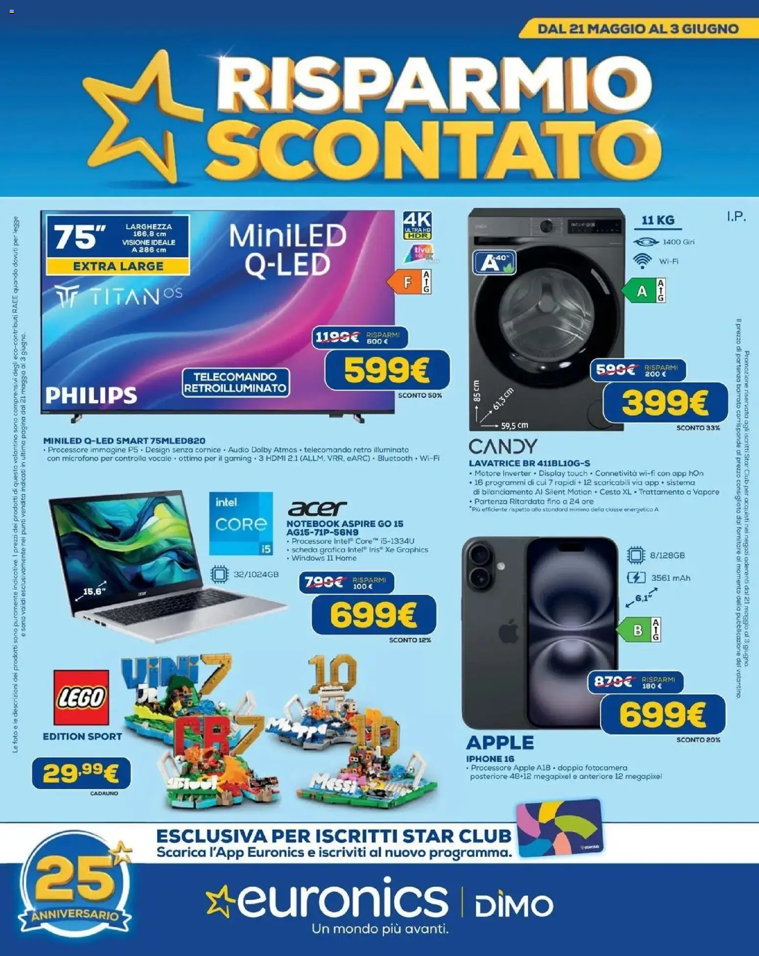 Volantino Euronics del 21.05.2026 | Pagina: 1 | Prodotti: Telecomando, Audio, Fotocamera, Microfono