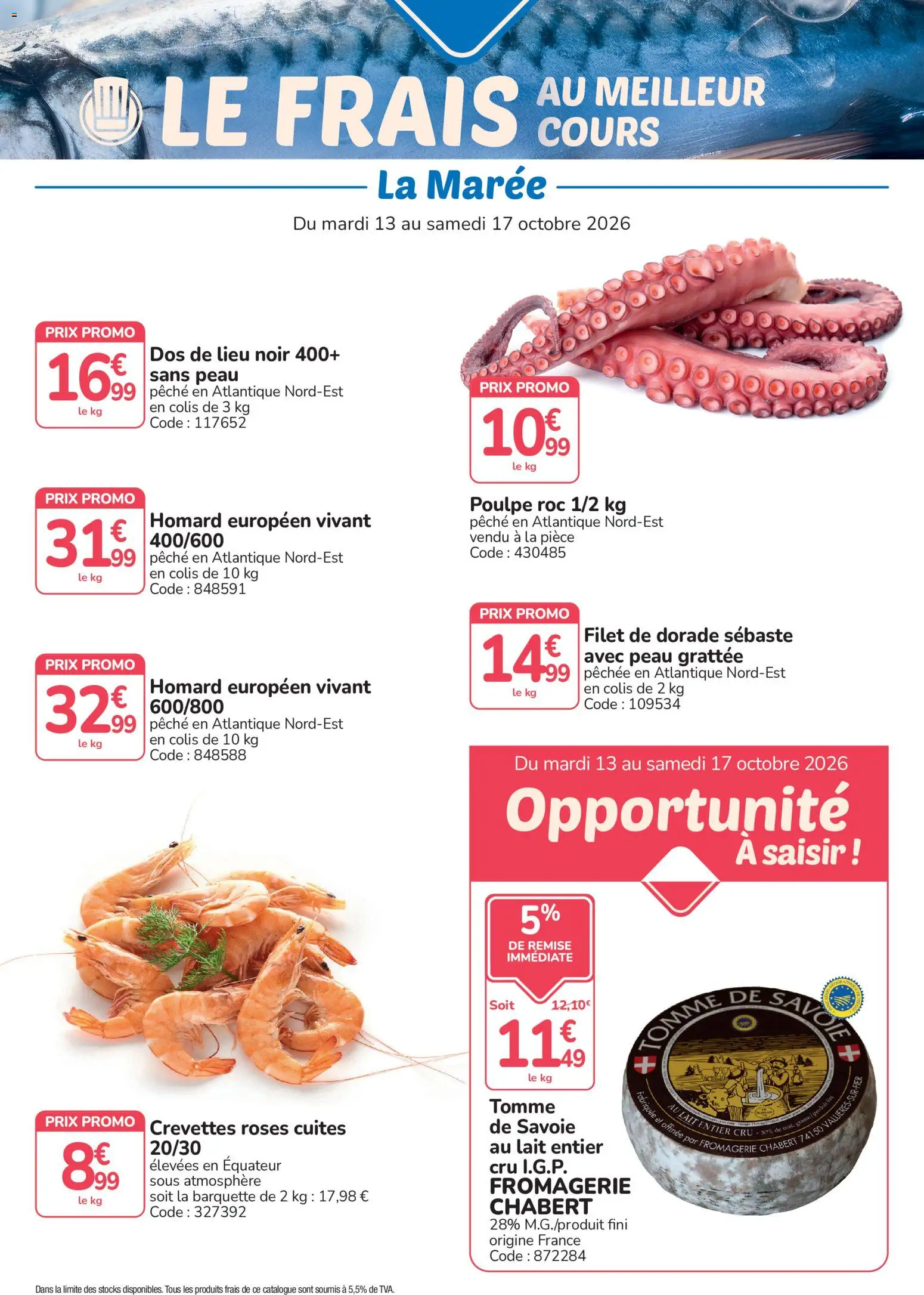 {H1} | Page: 2 | Produits: Lait entier, Lait, Fromage, Homard