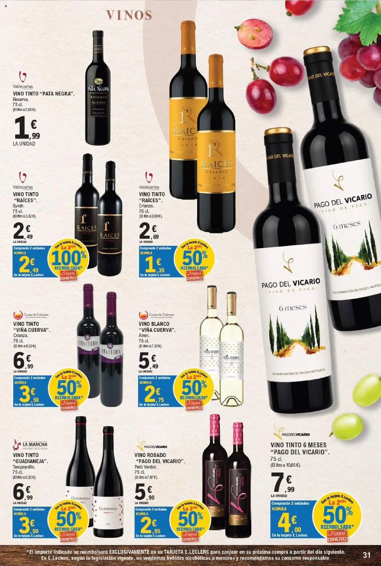 E.Leclerc - Ciudad Real │ válido desde el 16/09/2026 | Página: 31 | Productos: Vino tinto, Vino rosado, Vino blanco, Bebidas