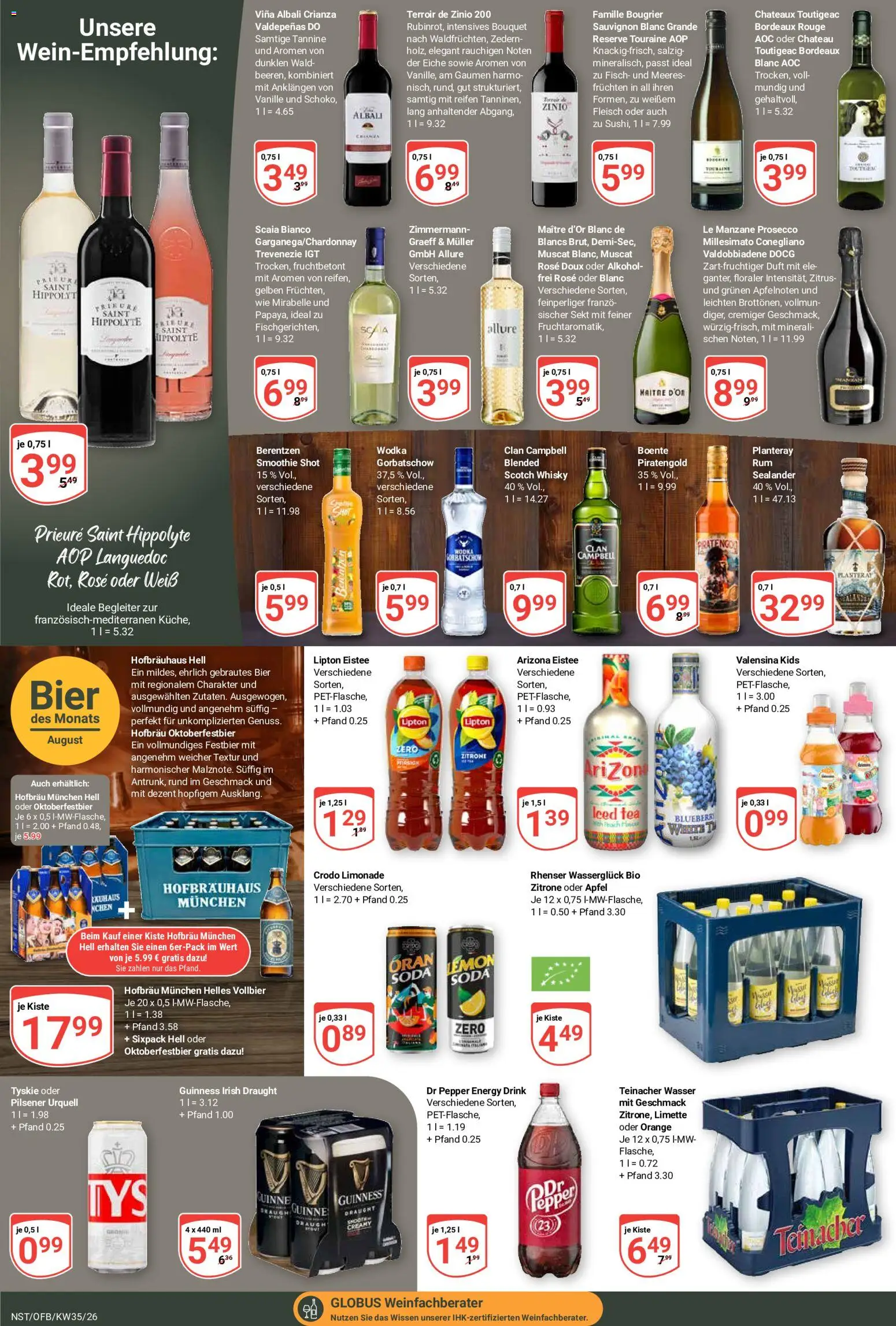 Globus Prospekt Neustadt a.d. Weinstraße – gültig ab 24.08.2026 | Seite: 18 | Produkte: Tyskie, Rouge, Prosecco, Wodka