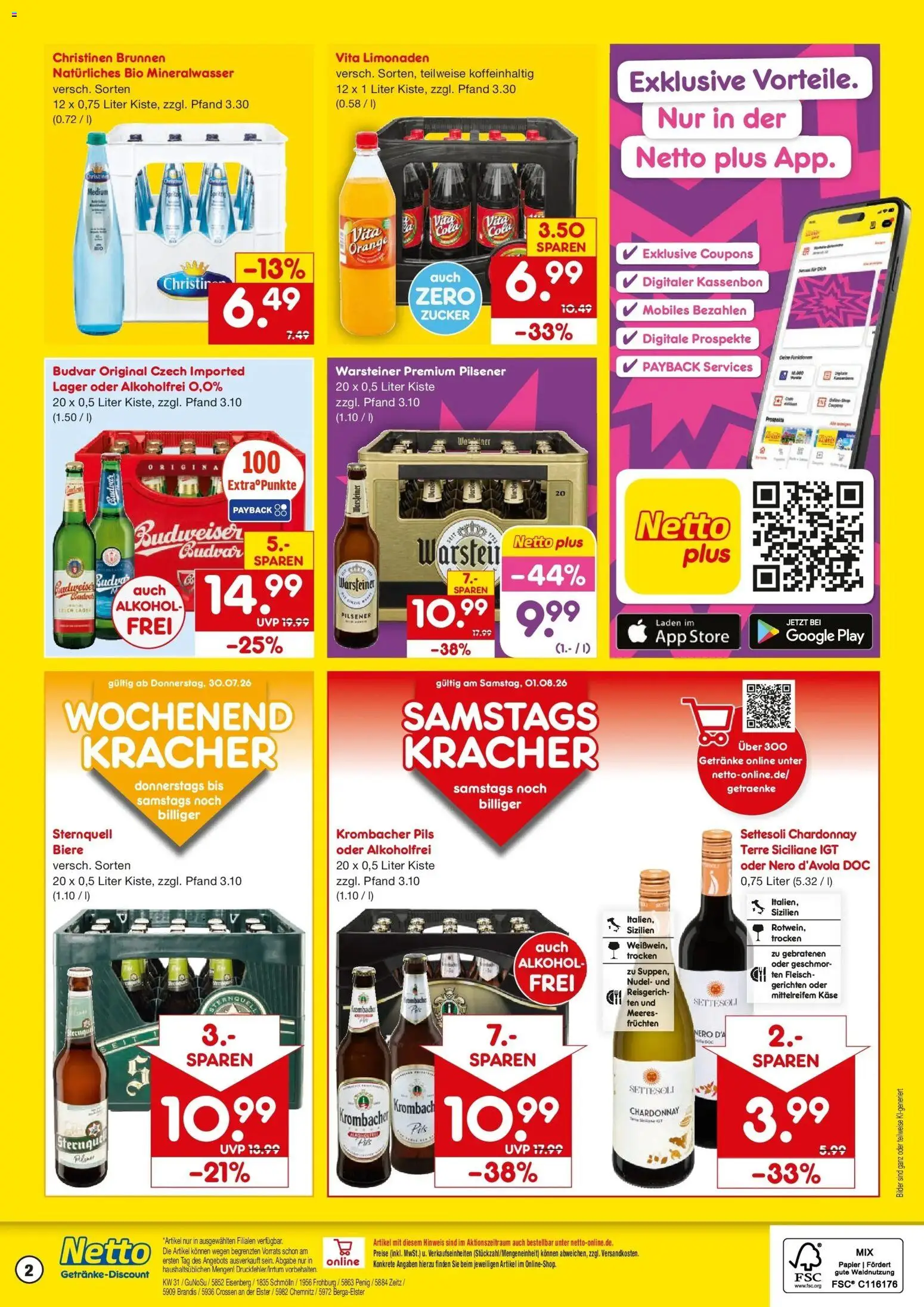 Netto Marken-Discount Prospekt Penig – gültig ab 27.07.2026 | Seite: 2 | Produkte: Cola, Käse, Warsteiner, Vita cola