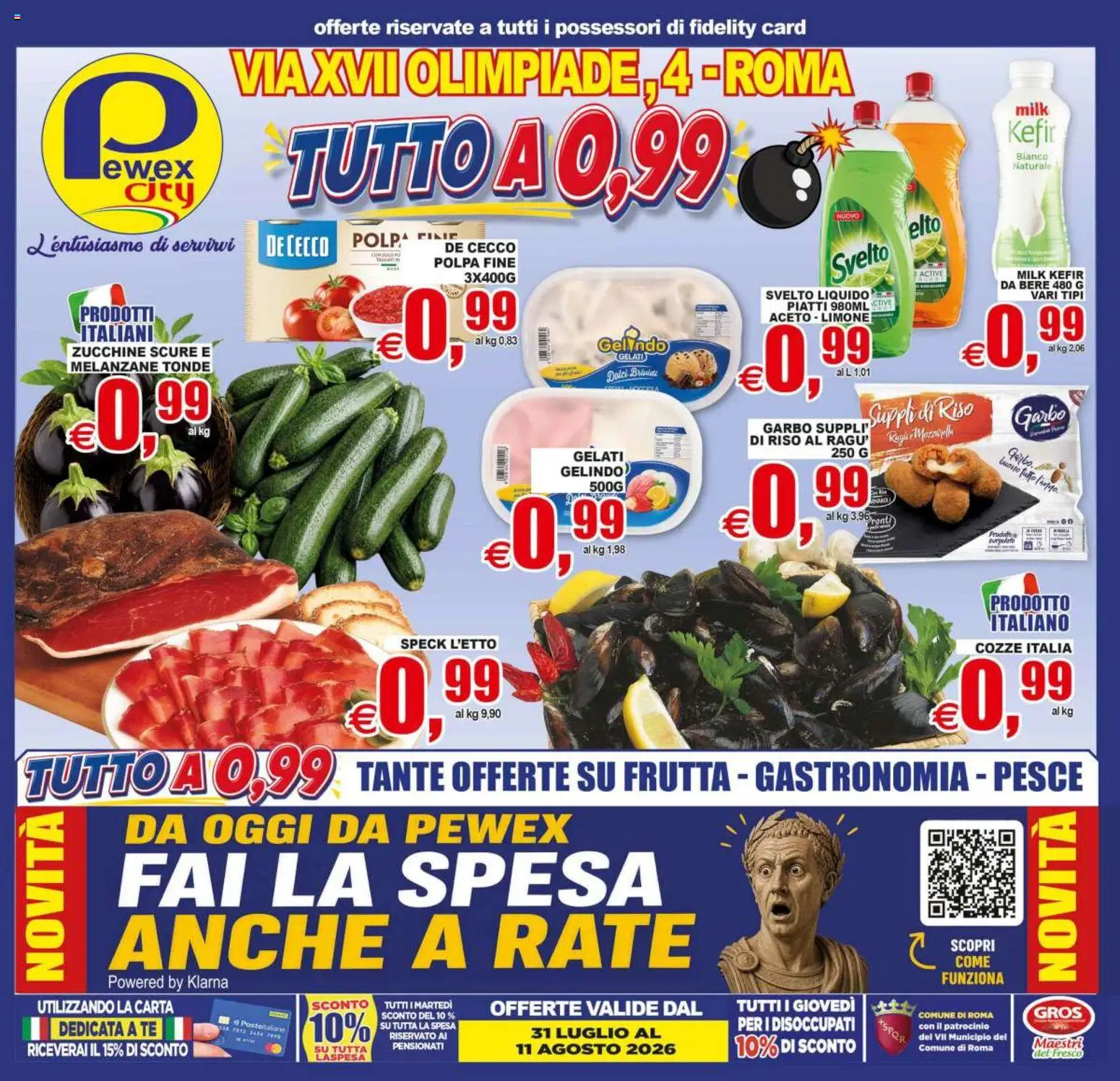 Volantino Pewex del 31/07/2026 | Pagina: 1 | Prodotti: Pesce, Cozze, Mozzarella, Limone