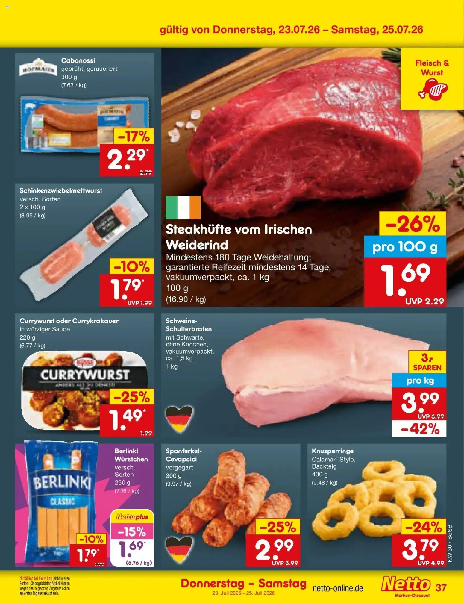 Netto Marken-Discount Prospekt Stadtlohn – gültig ab 20.07.2026 | Seite: 61 | Produkte: Cevapcici, Wurst, Fleisch