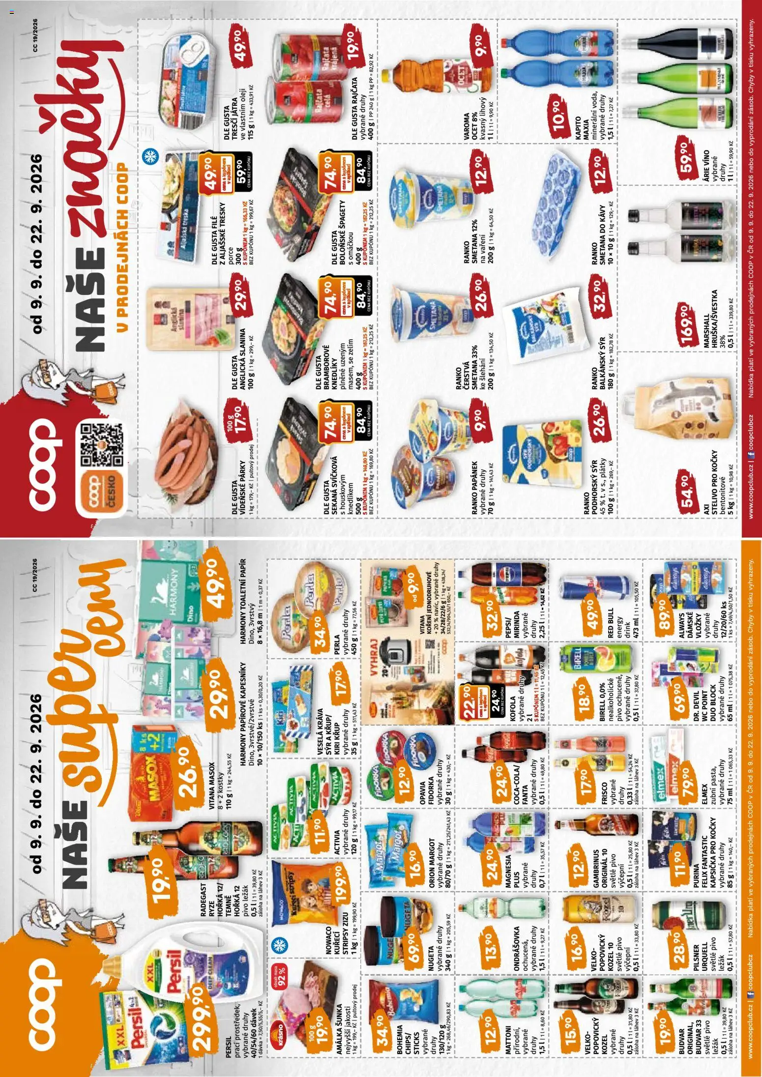 Coop leták - Západočeský region od 09.09.2026 | Strana: 4 | Produkty: Purina, Pilsner, Perla, Slanina
