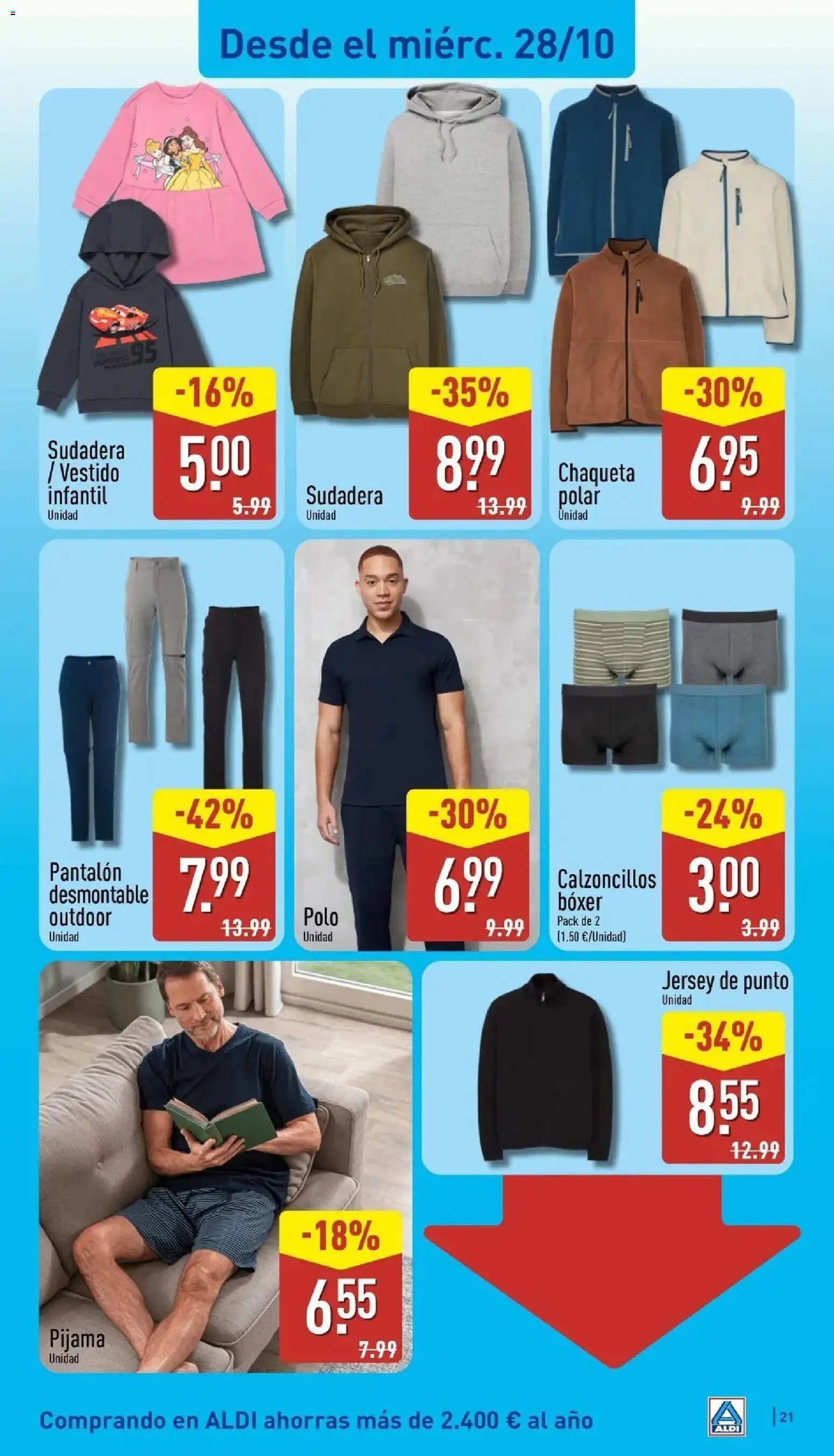 Aldi - Qué poco cuesta comprar bien │ válido desde el 26/10/2026 | Página: 21 | Productos: Sudadera, Pantalones, Pijama, Pantalón corto