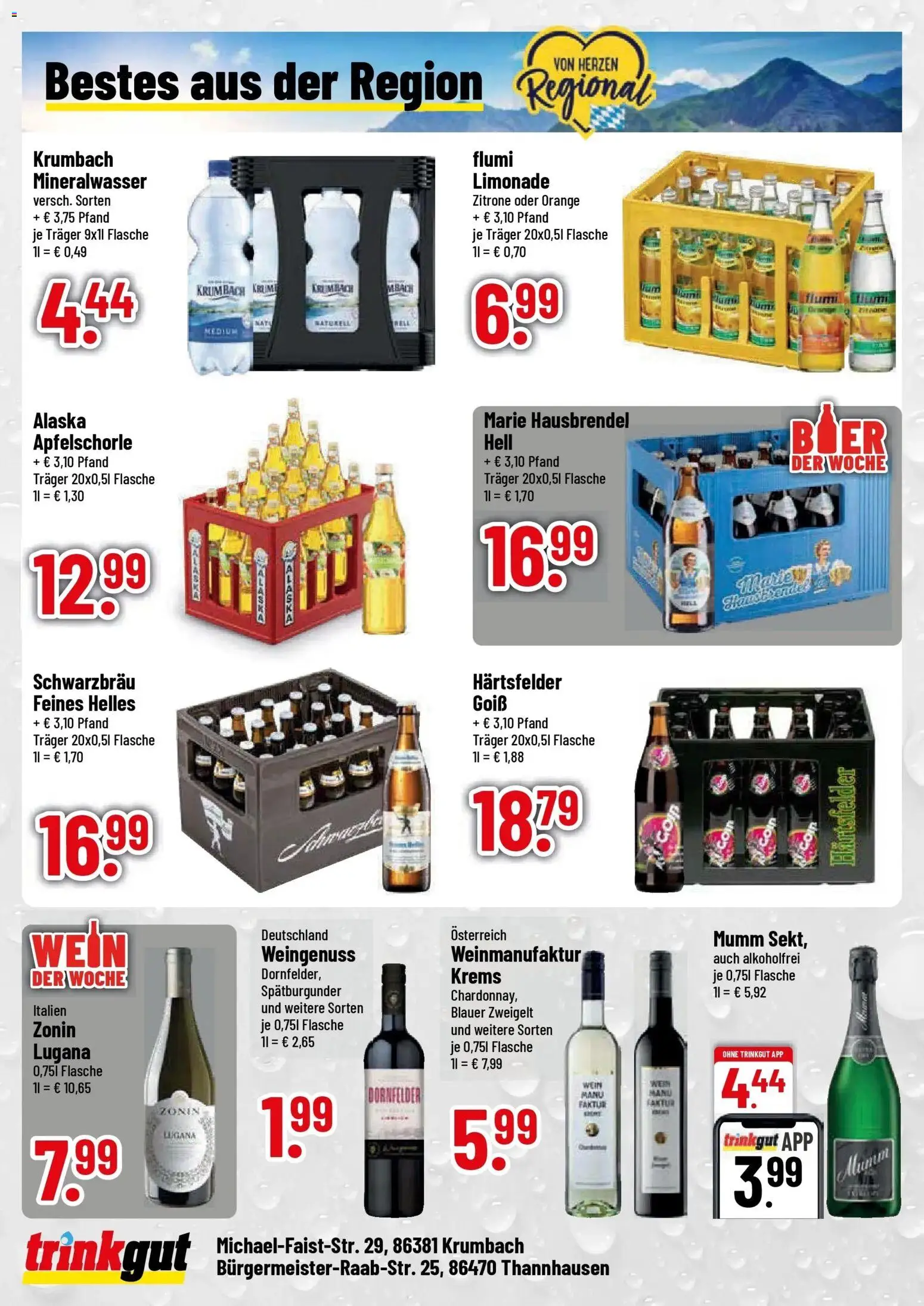 Trinkgut Prospekt Krumbach (ab 10.08.2026) » Angebote online | Seite: 4 | Produkte: Limonade, Mineralwasser, Zitrone, Wein