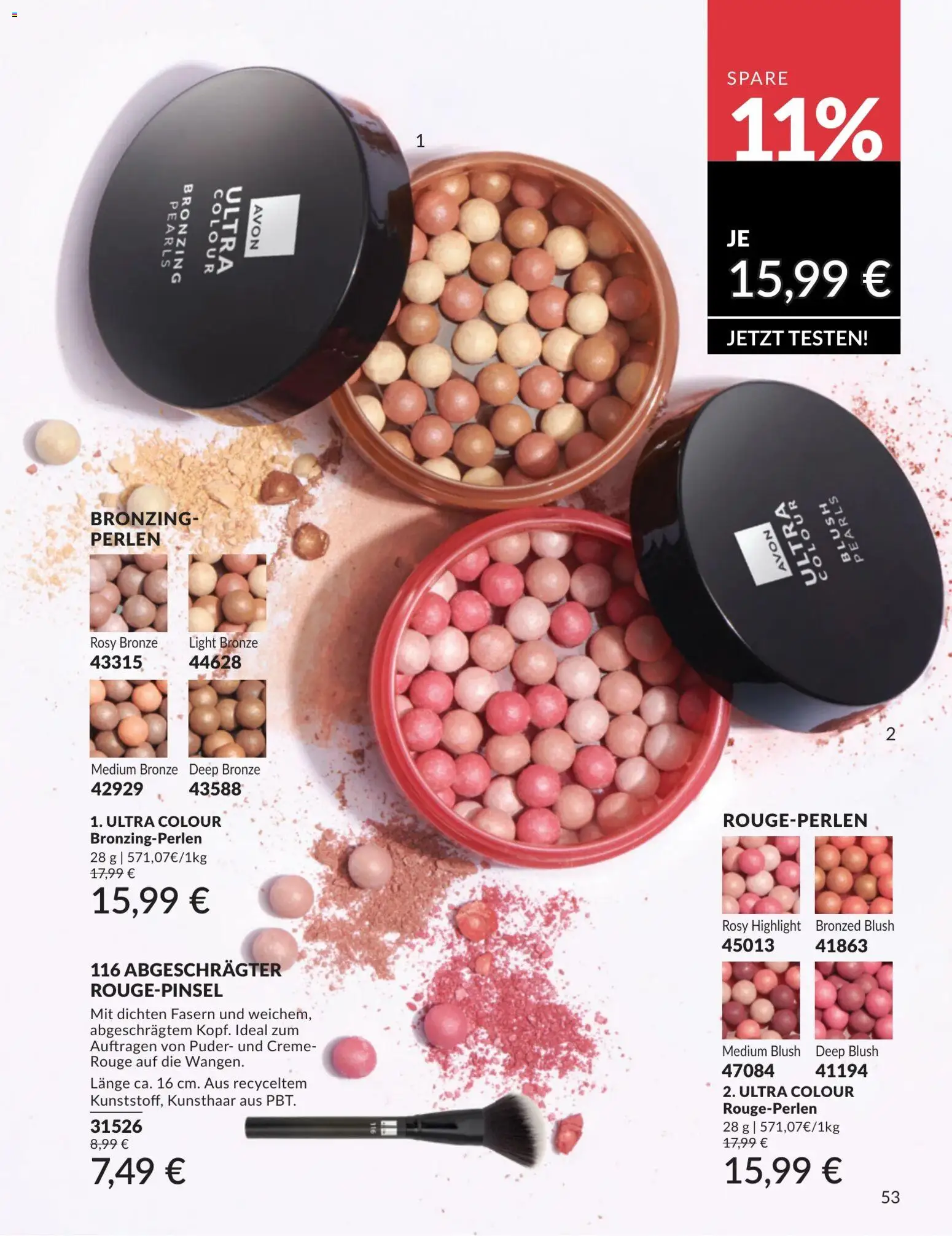 AVON Katalog Juli 2026 – gültig ab 01.07.2026 | Seite: 53 | Produkte: Puder, Creme, Rougepinsel, Blush