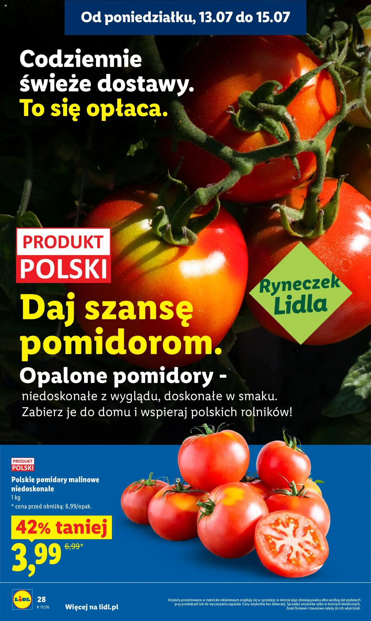 Lidl gazetka od 13.07.2026 | Strona: 42 | Produkty: Pomidory malinowe, Pomidory