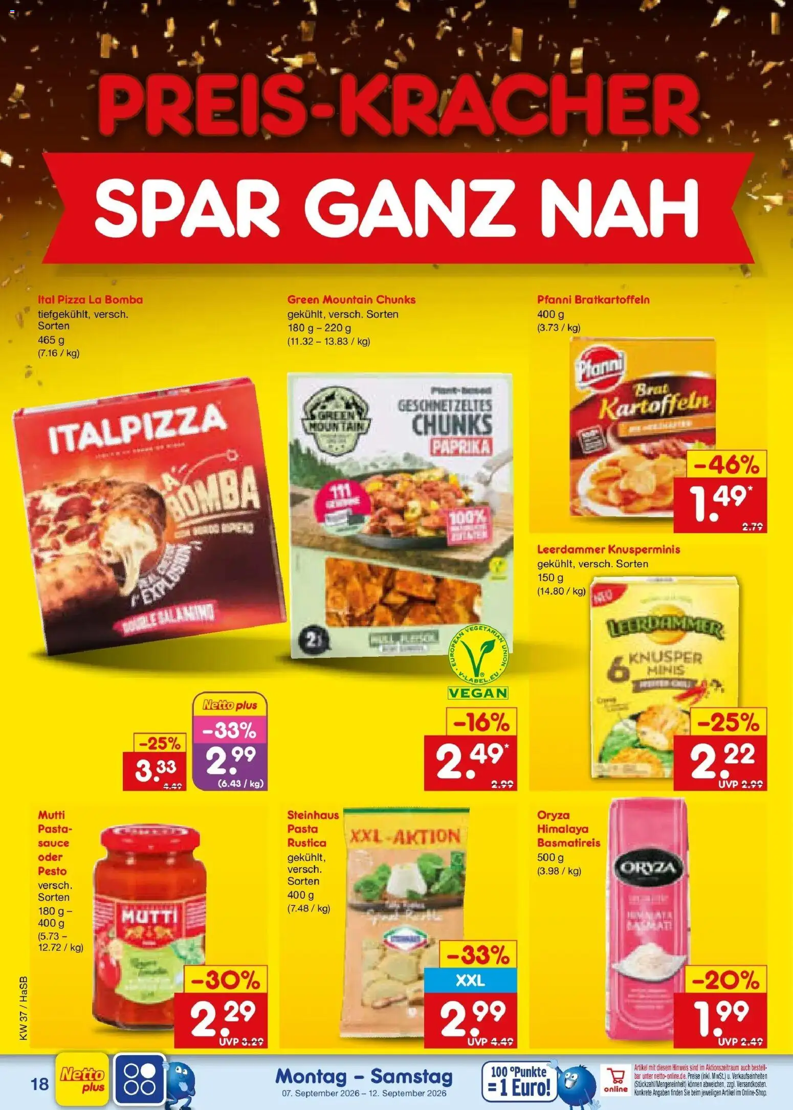 Netto Marken-Discount Prospekt Unna – gültig ab 07.09.2026 | Seite: 26 | Produkte: Basmatireis, Leerdammer, Kartoffeln, Paprika