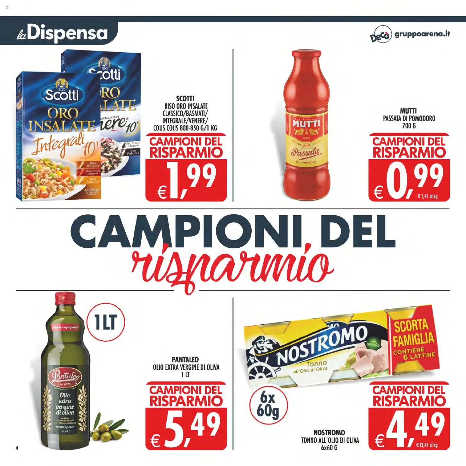 Volantino Decò del 07.04.2026 | Pagina: 4 | Prodotti: Riso, Cous cous, Tonno, Mutti