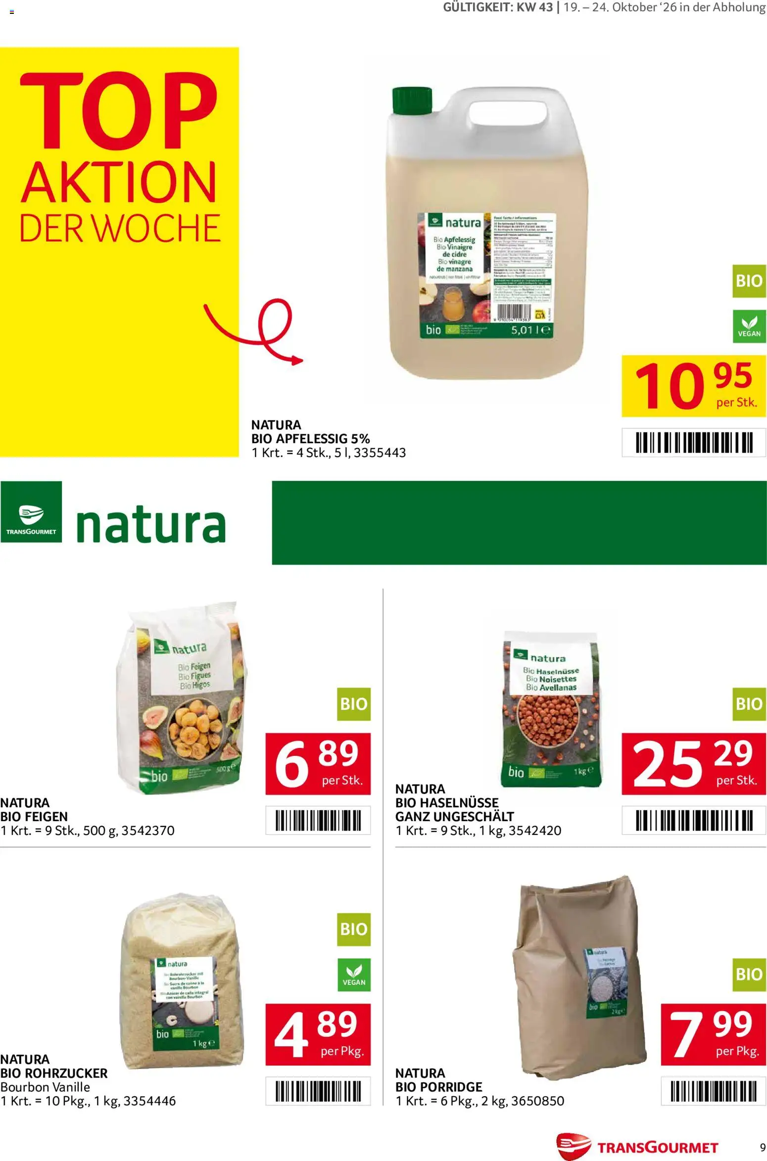 Transgourmet Broschüre gültig ab 19.10.2026 | Seite: 9 | Produkte: Vanille, Feigen, Haselnüsse, Bourbon