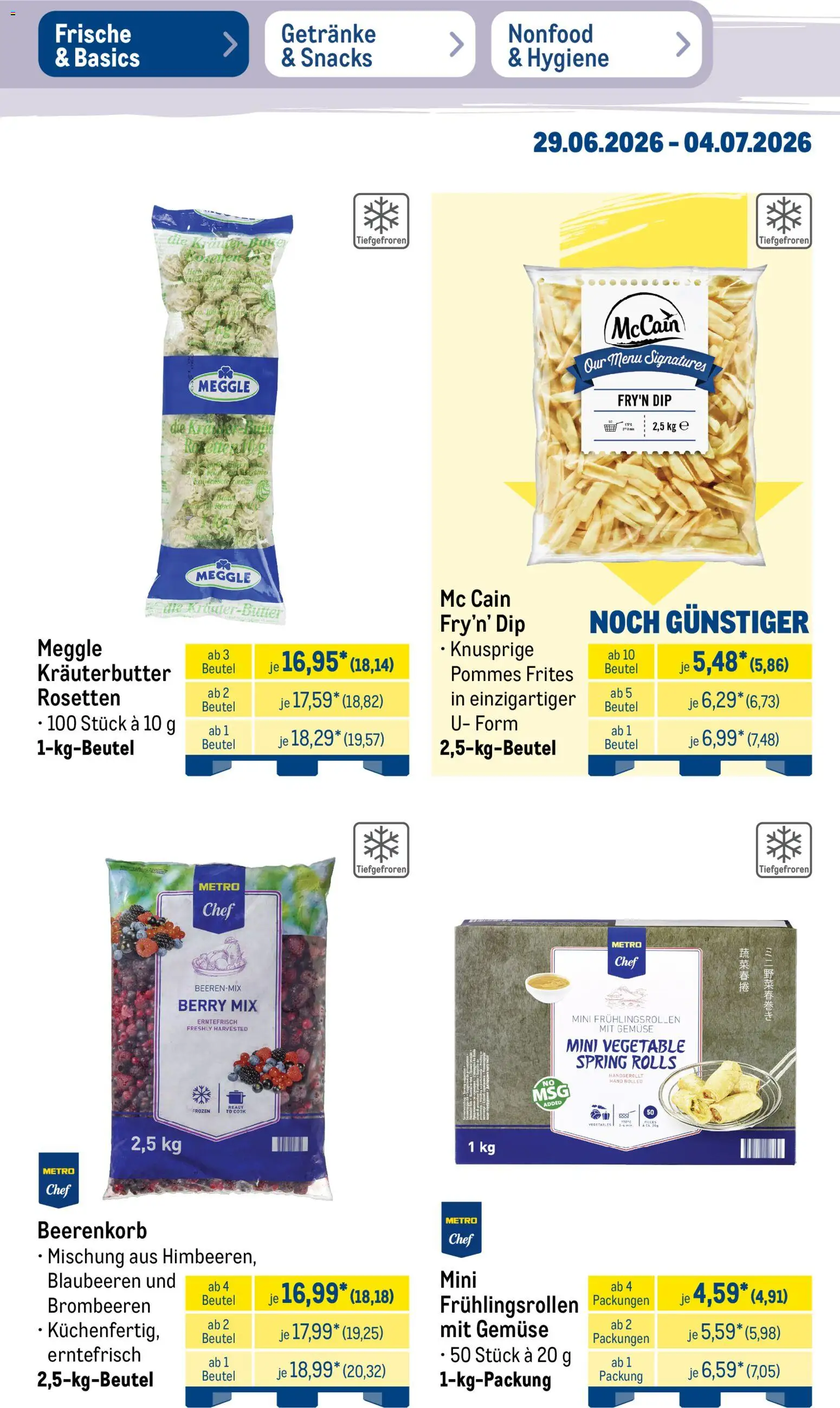 Metro Prospekt – gültig ab 29.06.2026 | Seite: 17 | Produkte: Kräuterbutter, Pommes frites, Gemüse, Blaubeeren