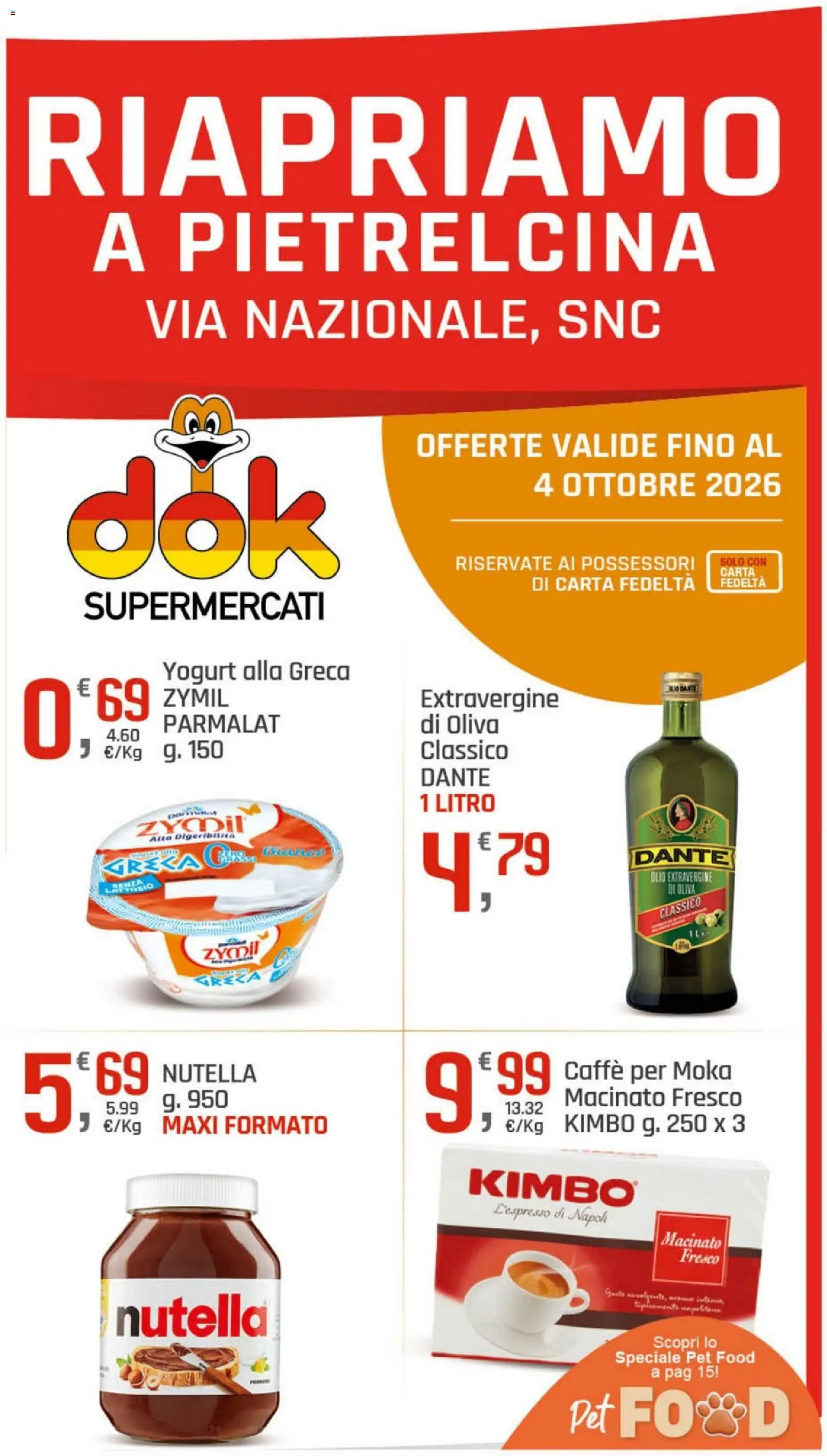 Volantino DOK del 22/09/2026 | Pagina: 1 | Prodotti: Yogurt, Olio extravergine di oliva, Kimbo, Macinato