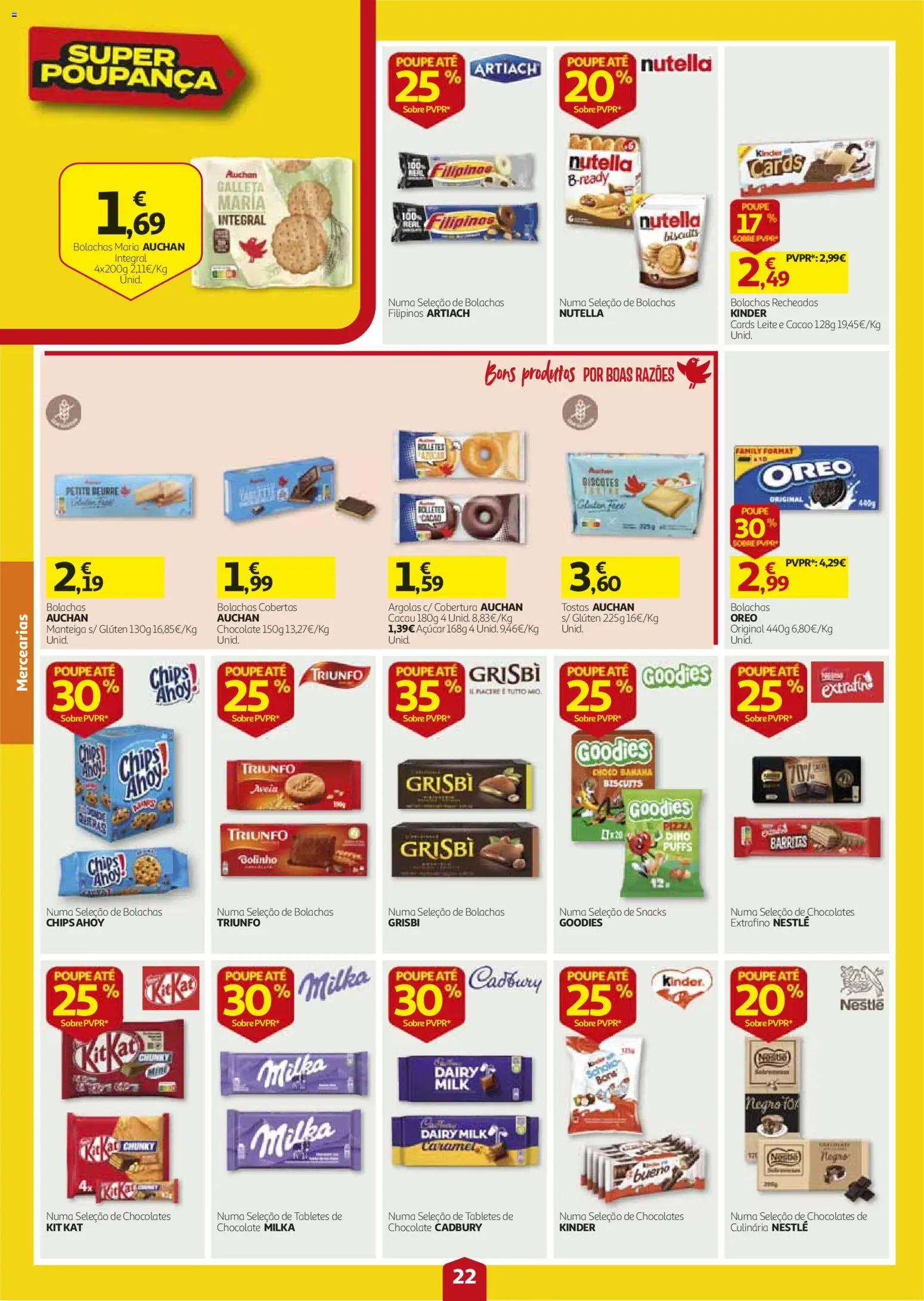 Auchan folheto │ válido de 27/08/2026 | Página: 22 | Produtos: Aveia, Chocolates, Nestlé, Pizza