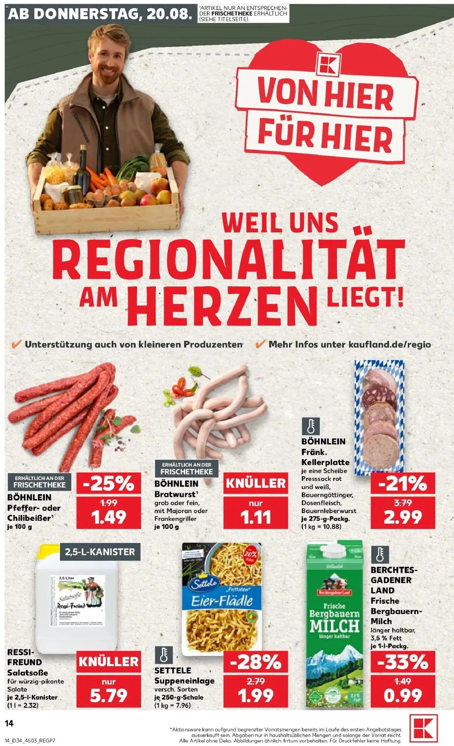 Prospekt Kaufland ab 20.08.2026 » Angebote Online zum Blättern | Seite: 14 | Produkte: Milch, Bratwurst, Pfeffer