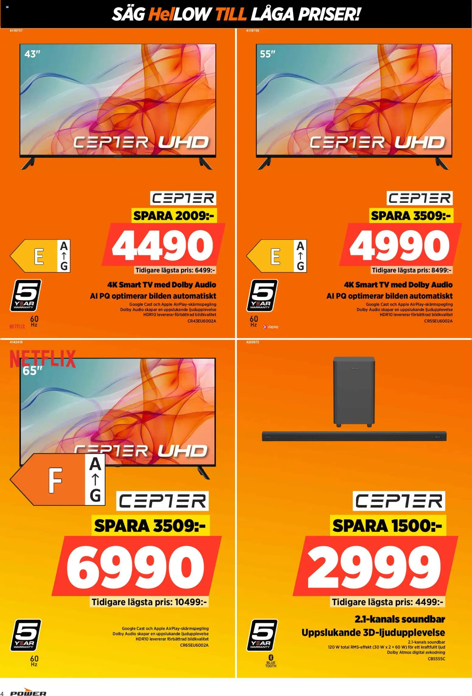 Power reklamblad aktuell från 26/10/2026 | Sida: 4 | Produkter: Såg, Smart tv, Soundbar, Tv