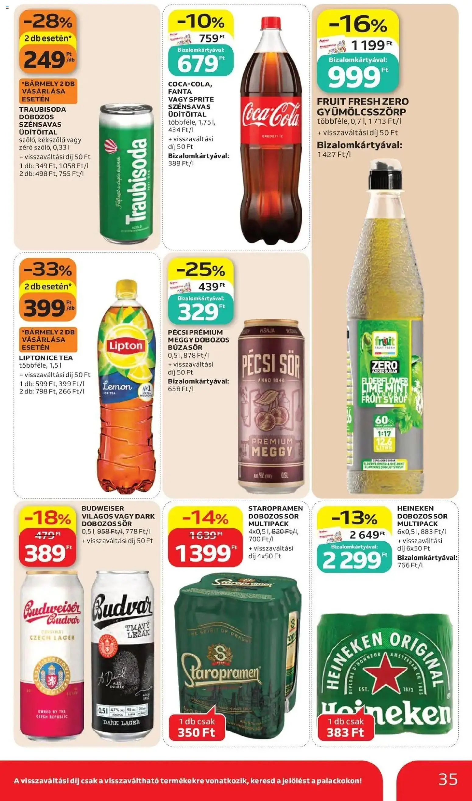 Auchan akciós újság Szolnok - 2026.10.15. -tól/töl > akció, lapozható szórólap 🛍️ | Oldal: 35 | Termékek: Üdítőital, Fanta, Budweiser, Sprite