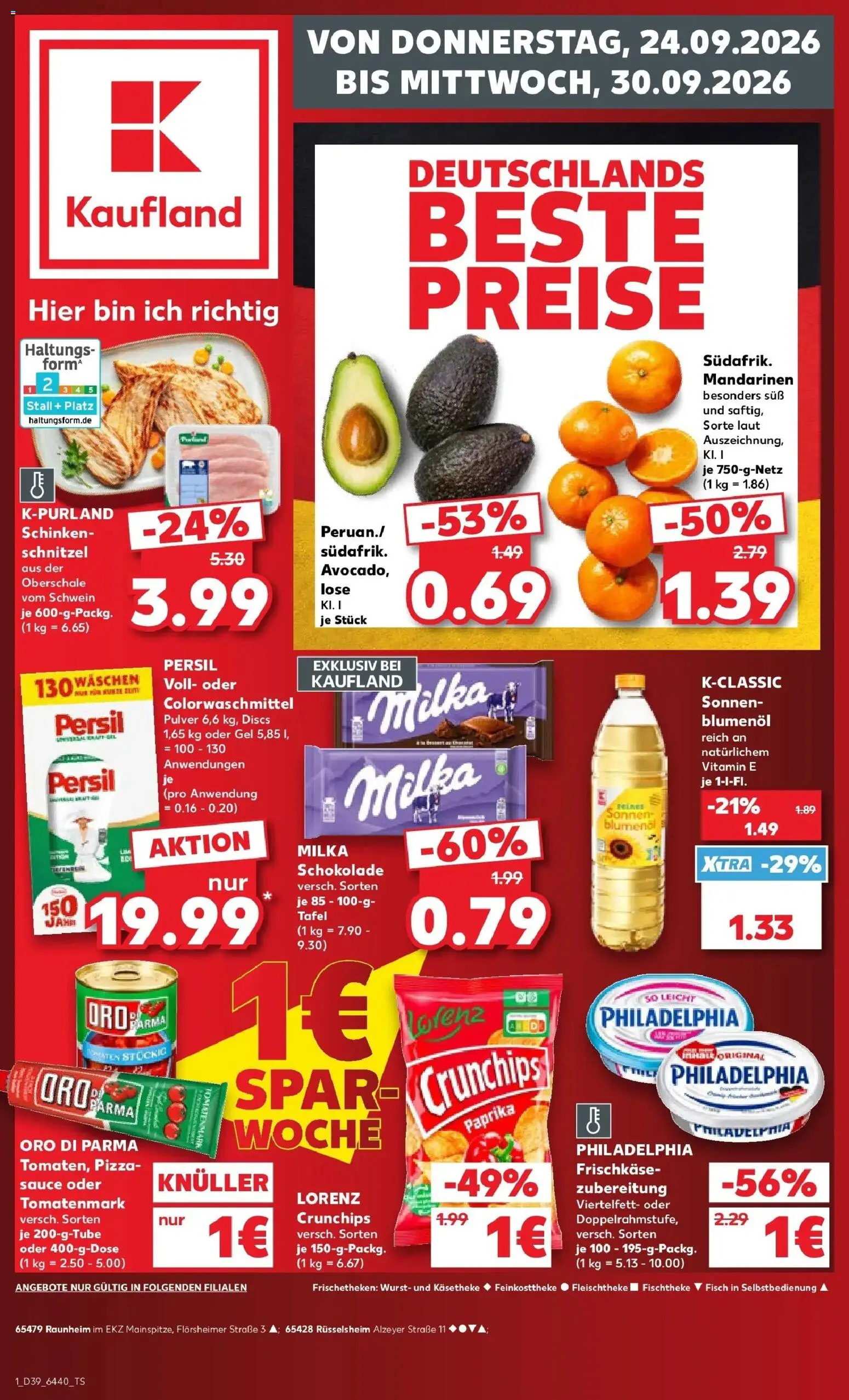 Prospekt Kaufland ab 24.09.2026 » Angebote Online zum Blättern | Seite: 1 | Produkte: Milka schokolade, Philadelphia, Milka, Oro di parma